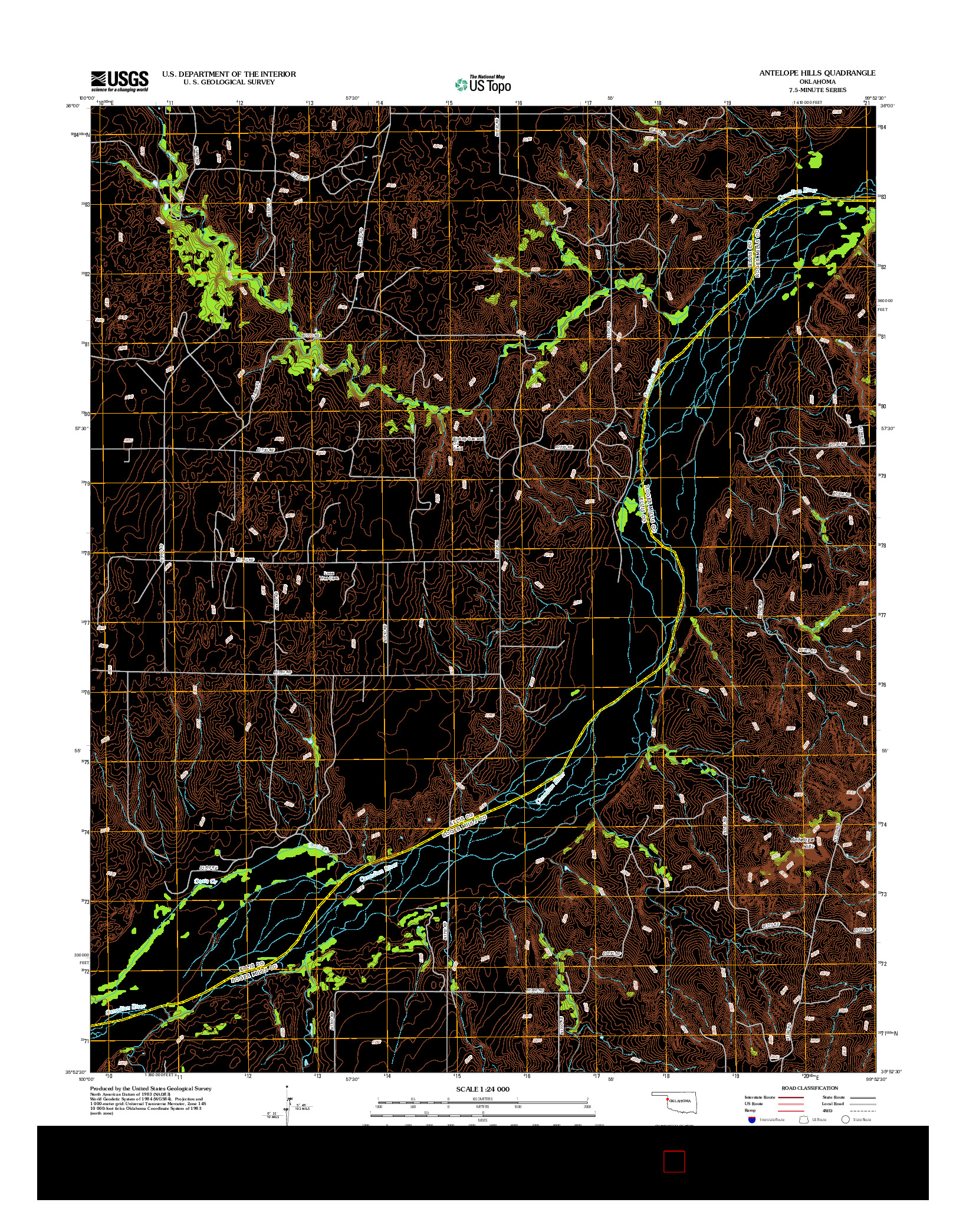 USGS US TOPO 7.5-MINUTE MAP FOR ANTELOPE HILLS, OK 2012