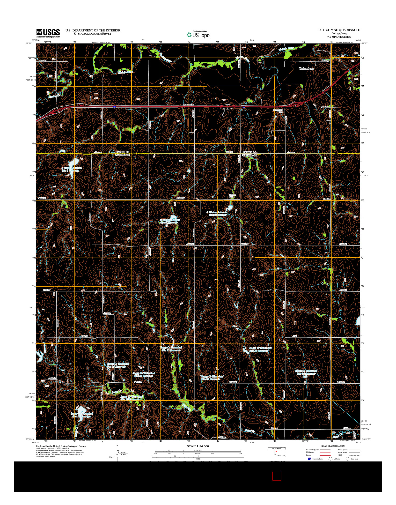 USGS US TOPO 7.5-MINUTE MAP FOR DILL CITY NE, OK 2012