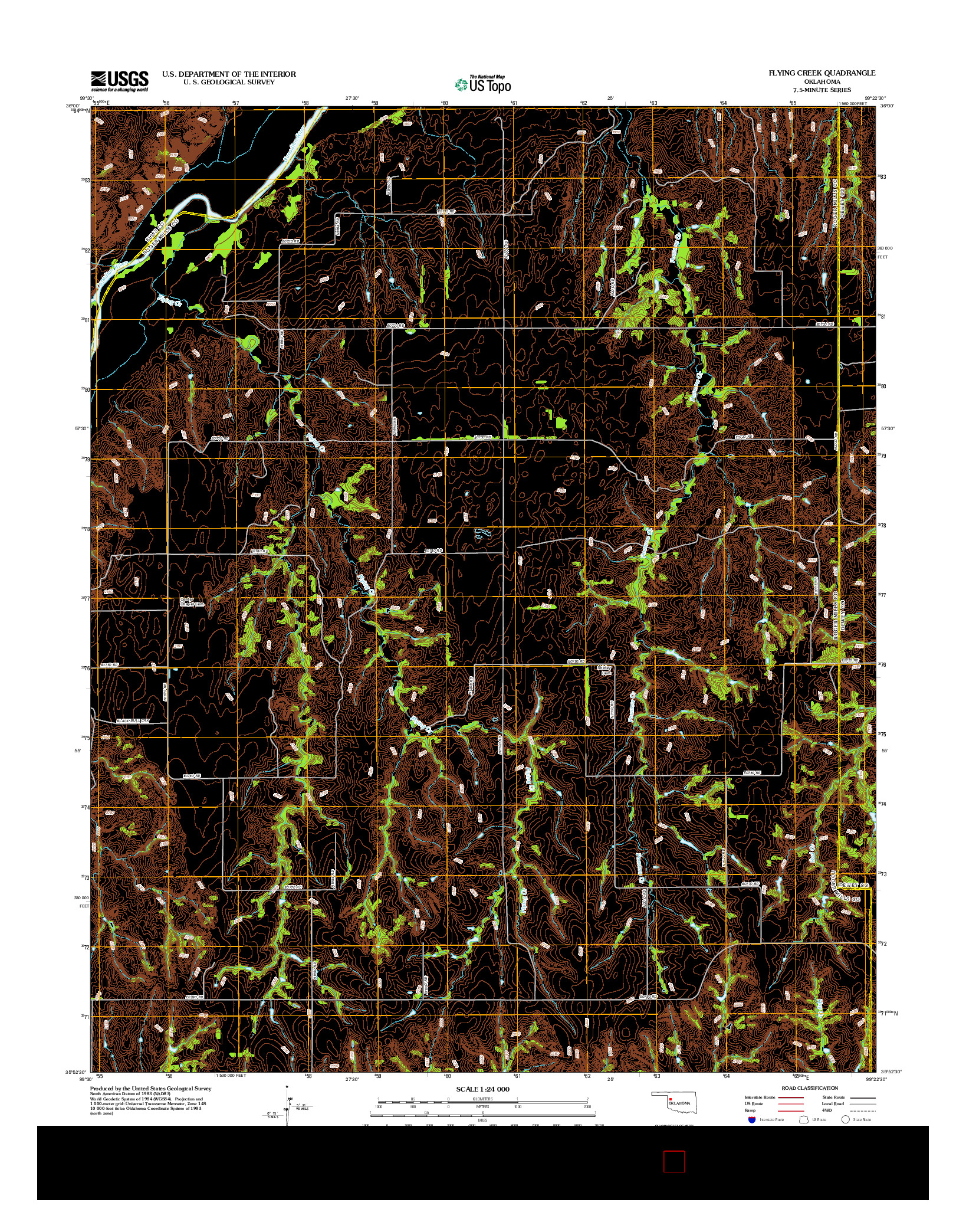 USGS US TOPO 7.5-MINUTE MAP FOR FLYING CREEK, OK 2012