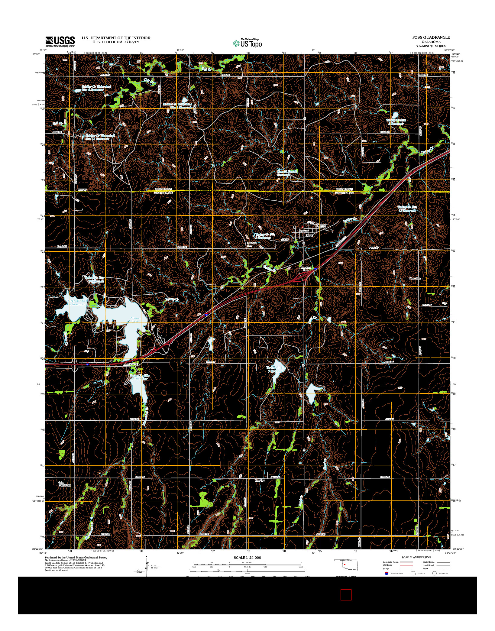 USGS US TOPO 7.5-MINUTE MAP FOR FOSS, OK 2012