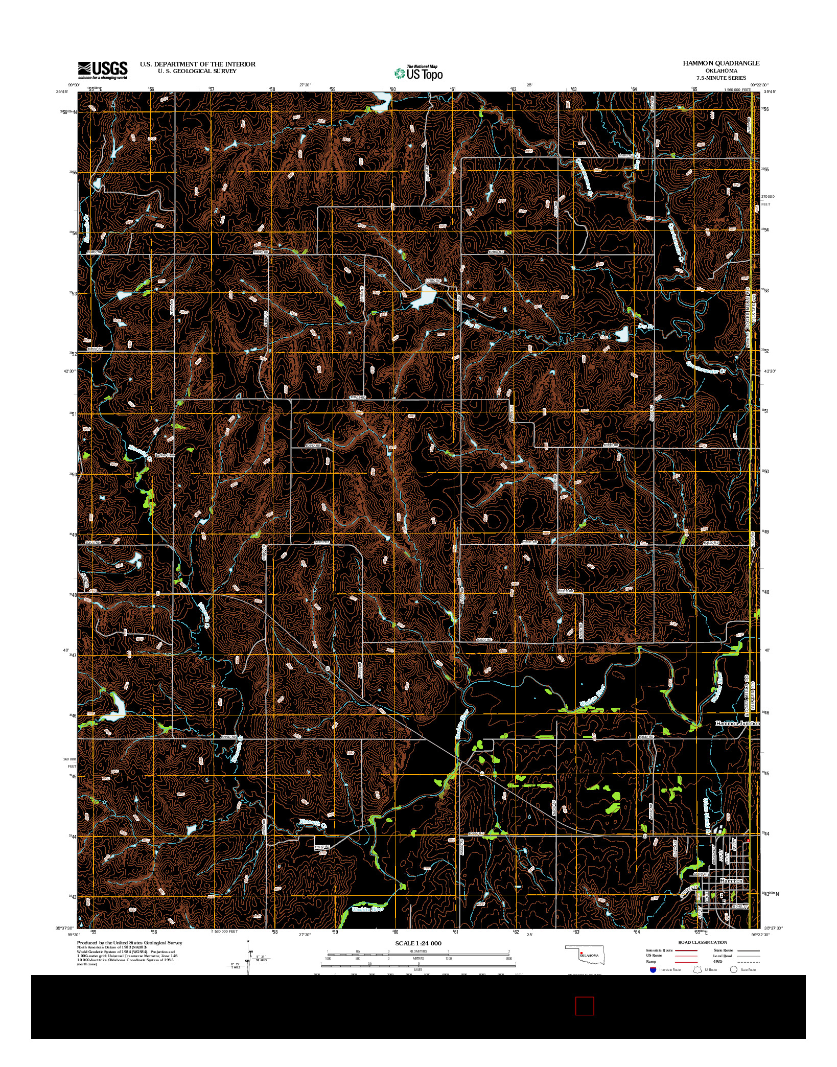 USGS US TOPO 7.5-MINUTE MAP FOR HAMMON, OK 2012