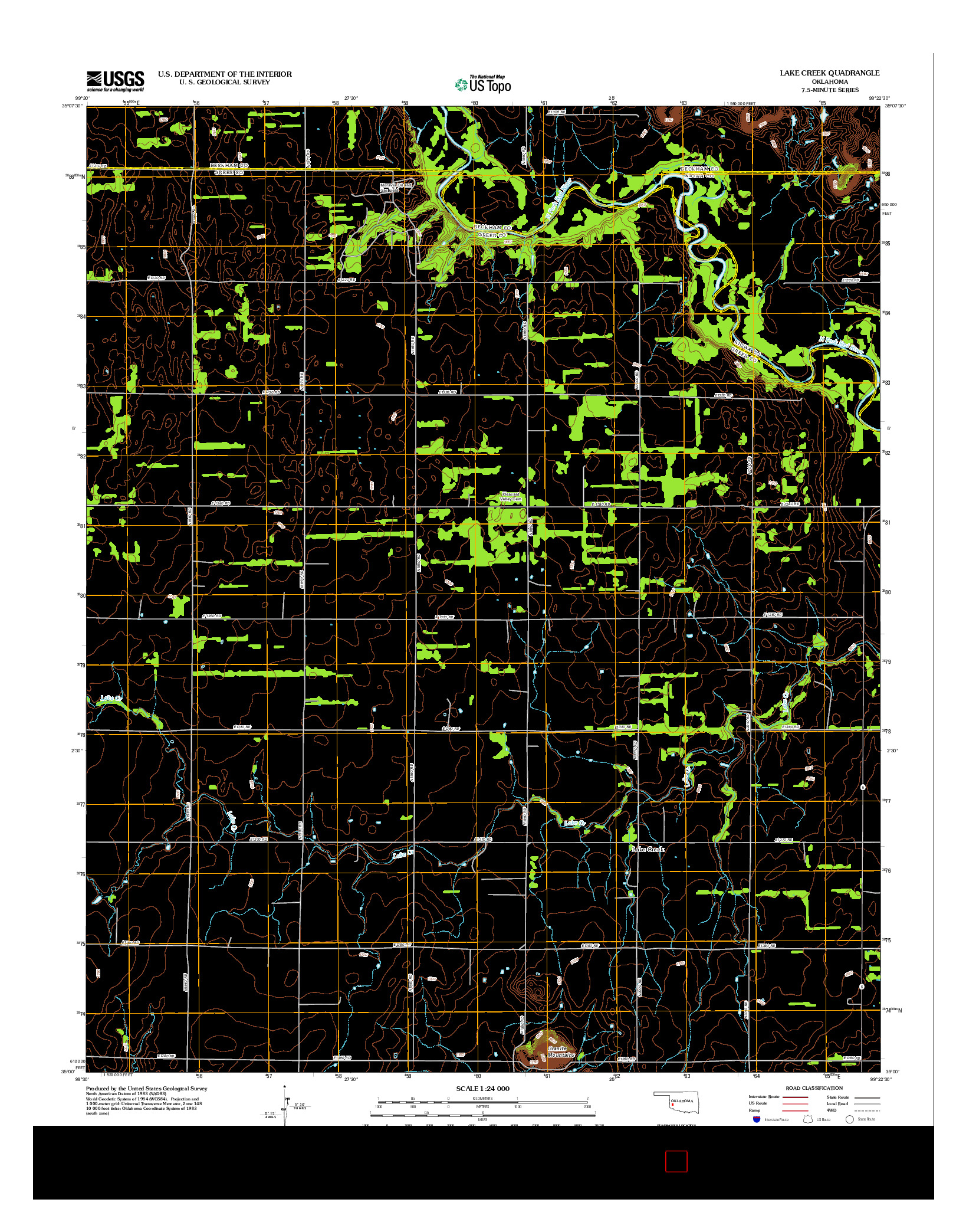 USGS US TOPO 7.5-MINUTE MAP FOR LAKE CREEK, OK 2012
