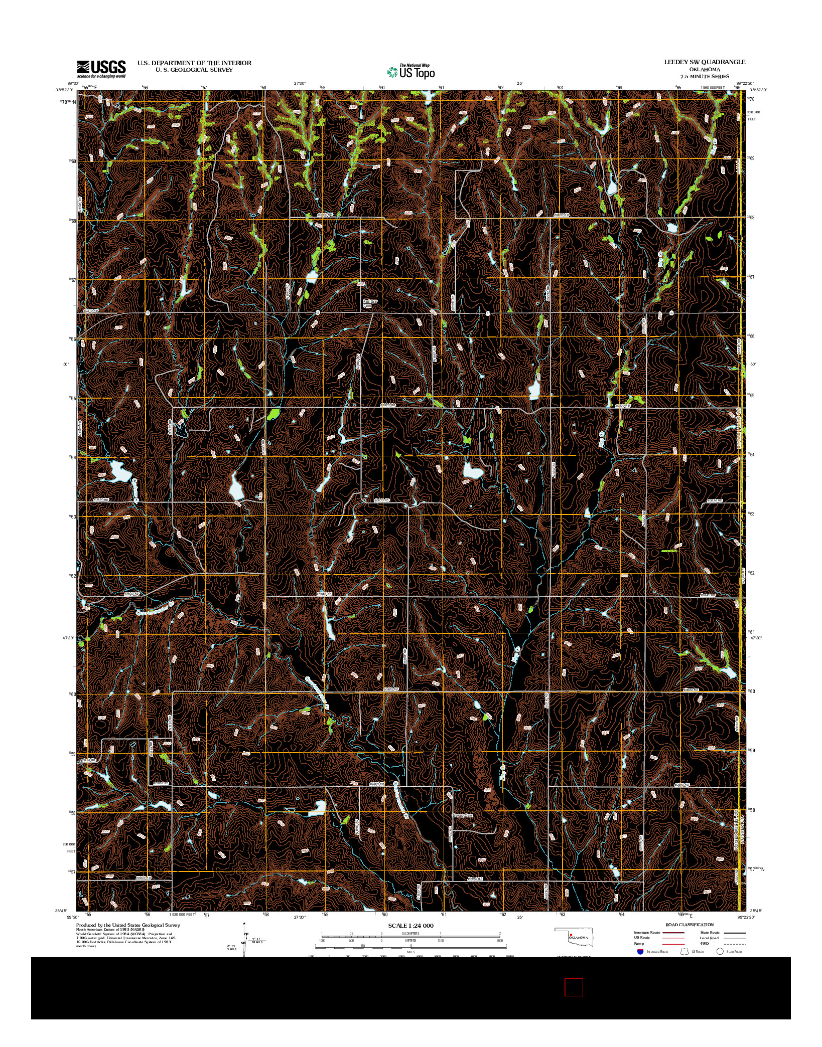 USGS US TOPO 7.5-MINUTE MAP FOR LEEDEY SW, OK 2012