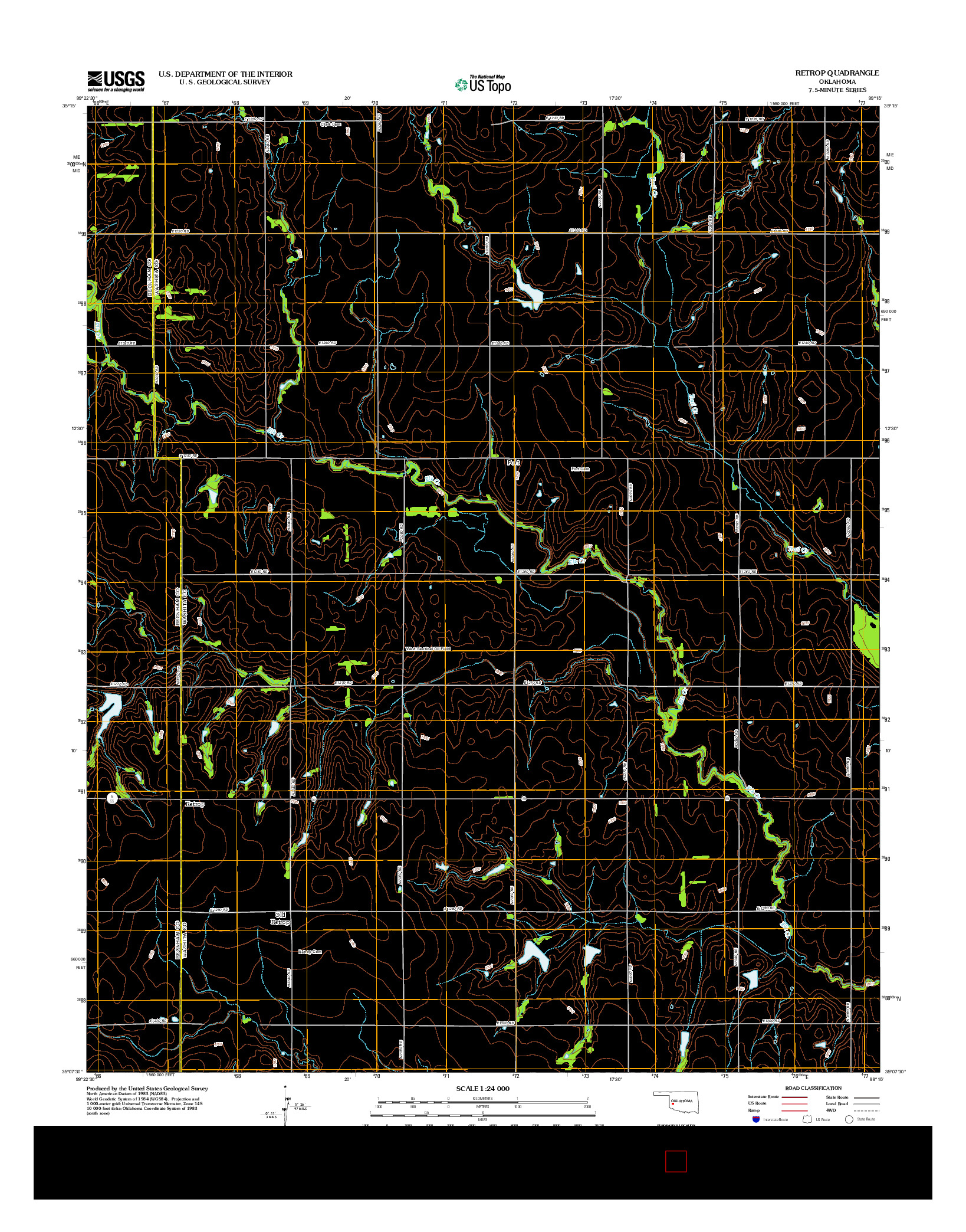 USGS US TOPO 7.5-MINUTE MAP FOR RETROP, OK 2012