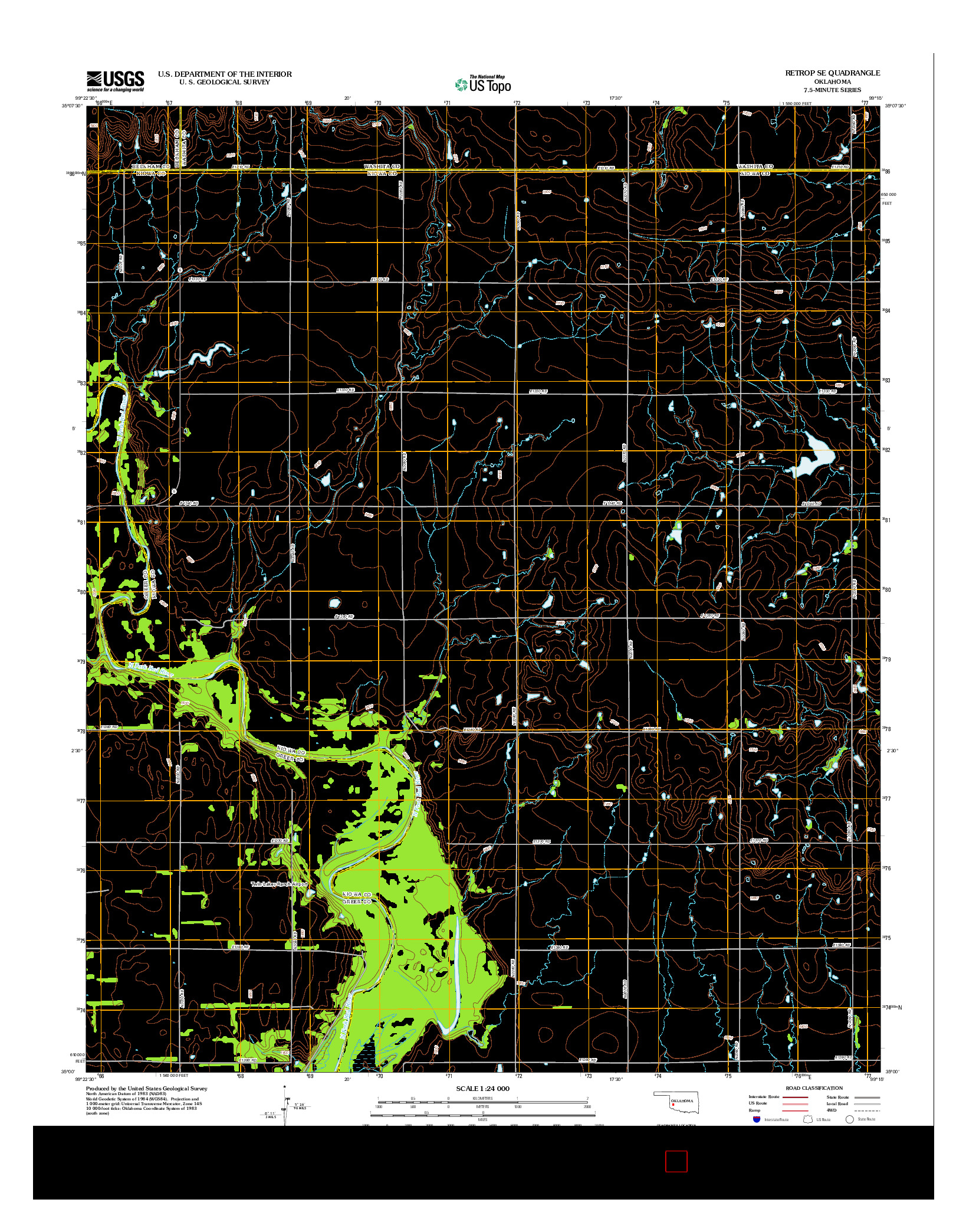 USGS US TOPO 7.5-MINUTE MAP FOR RETROP SE, OK 2012