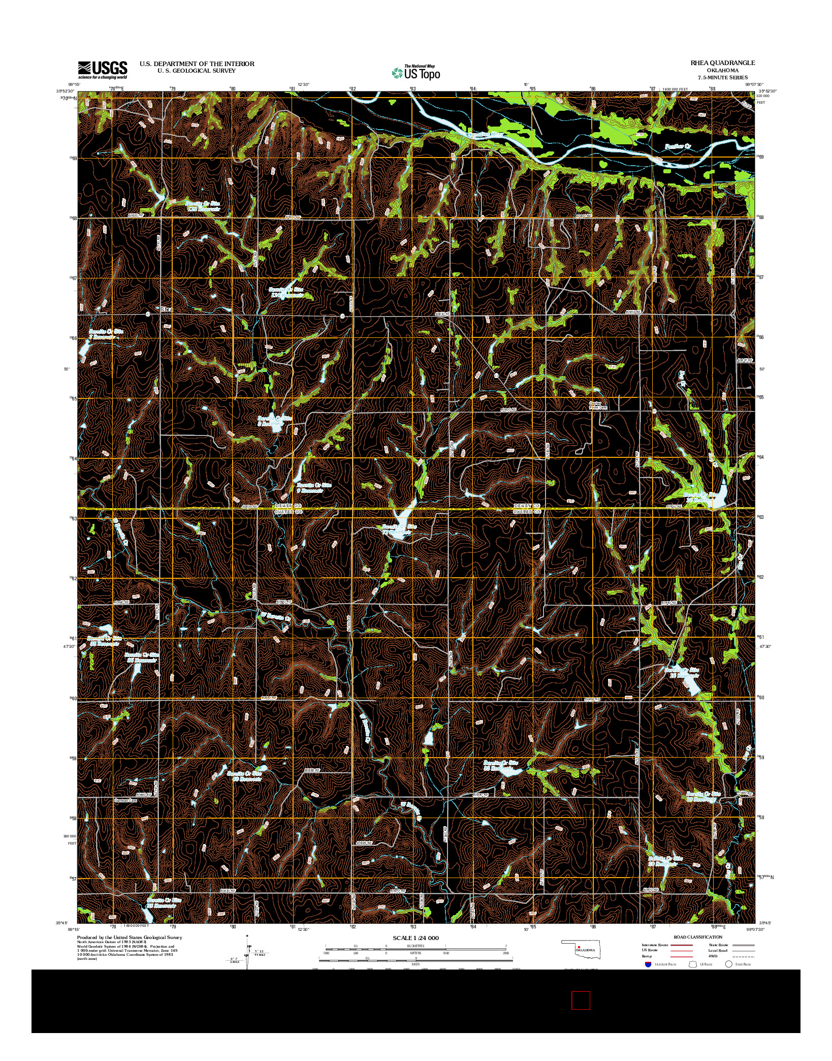 USGS US TOPO 7.5-MINUTE MAP FOR RHEA, OK 2012