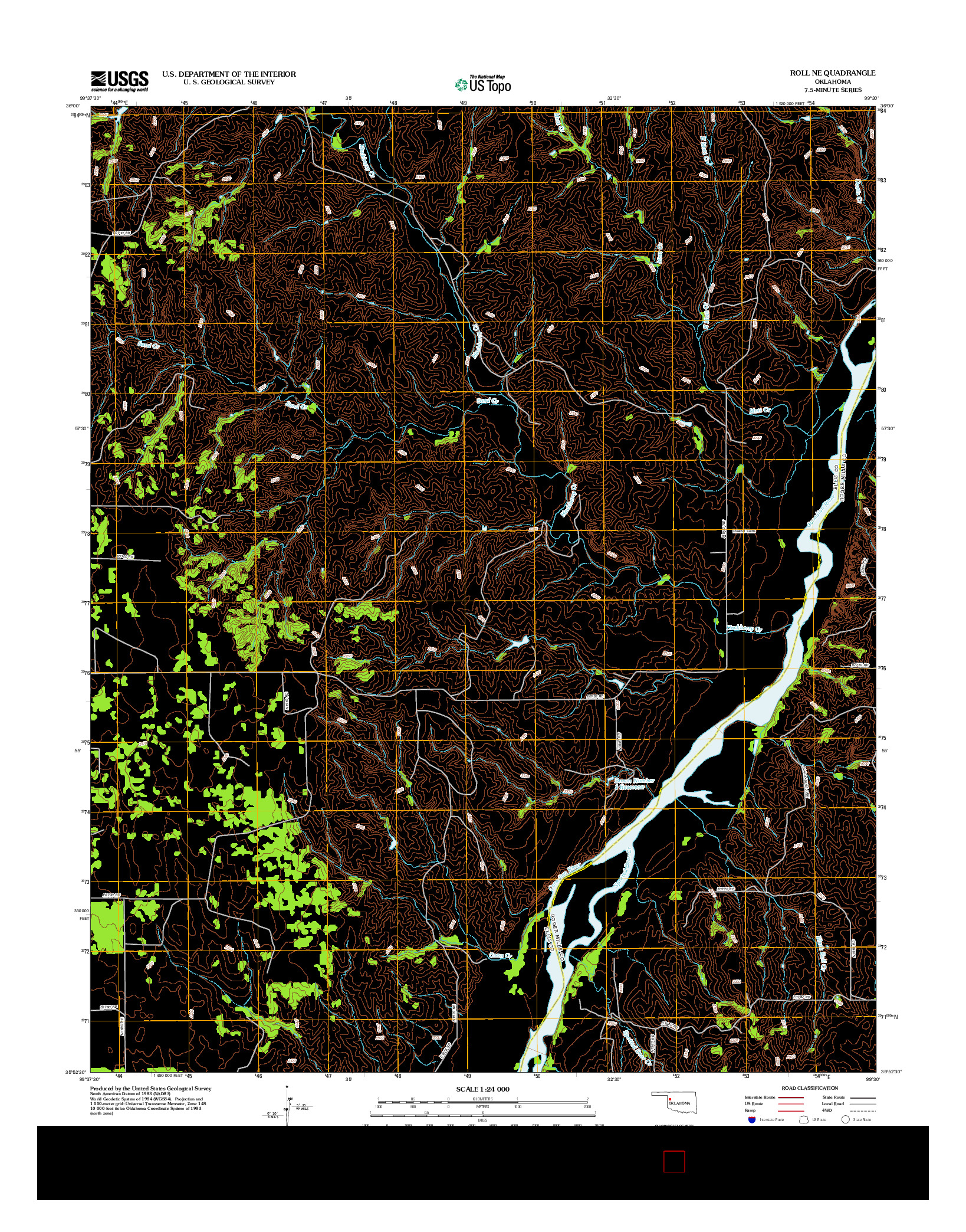 USGS US TOPO 7.5-MINUTE MAP FOR ROLL NE, OK 2012