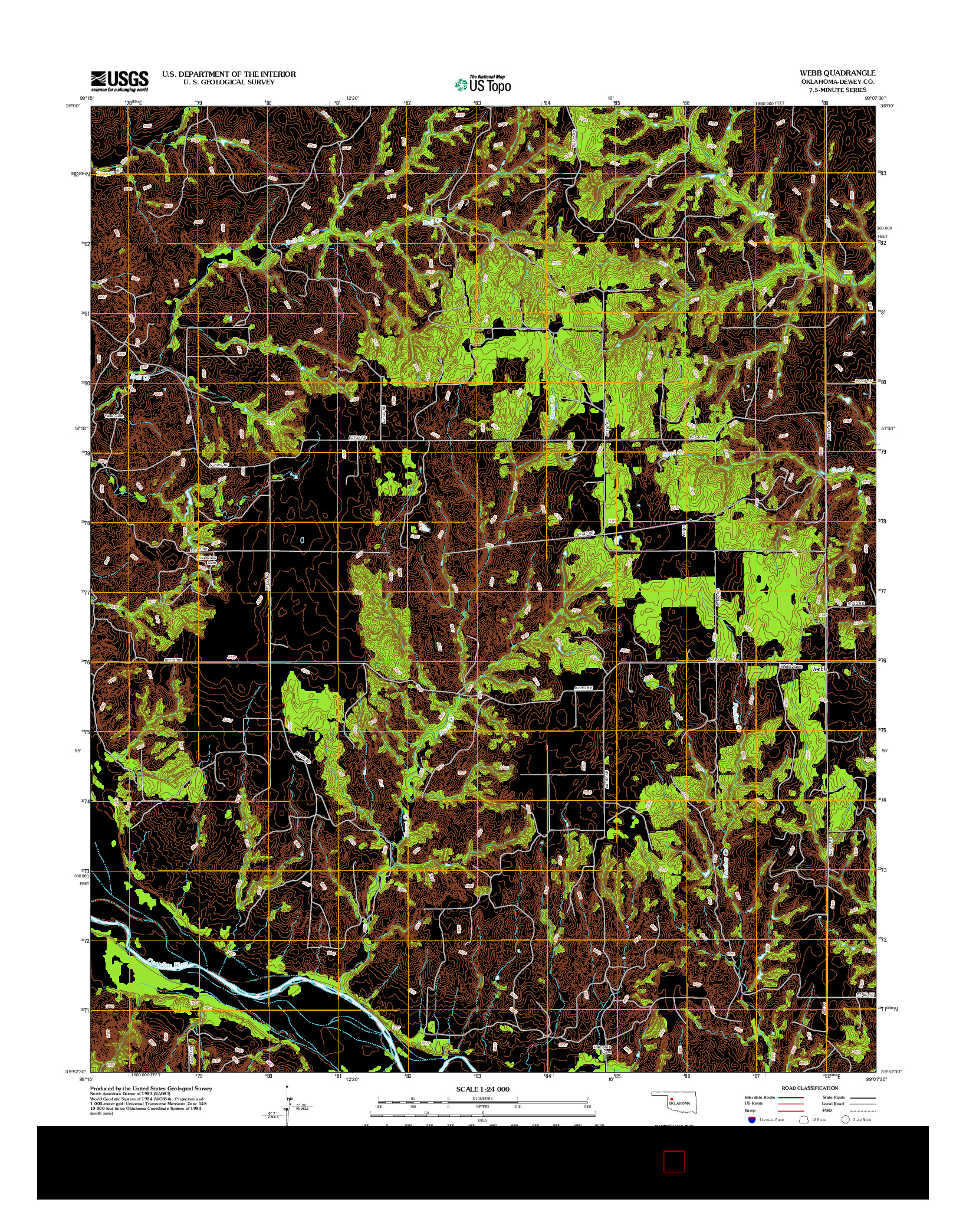 USGS US TOPO 7.5-MINUTE MAP FOR WEBB, OK 2012