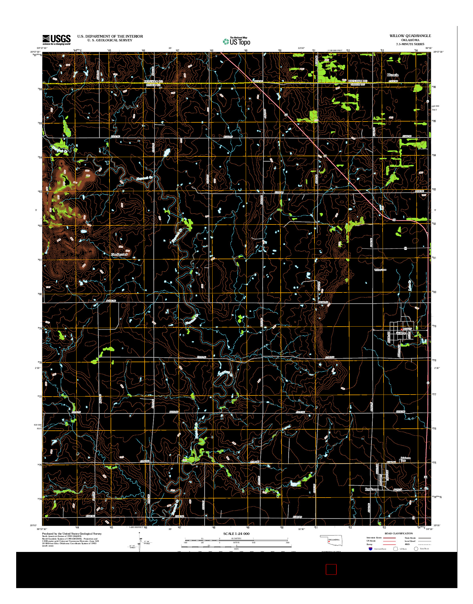 USGS US TOPO 7.5-MINUTE MAP FOR WILLOW, OK 2012