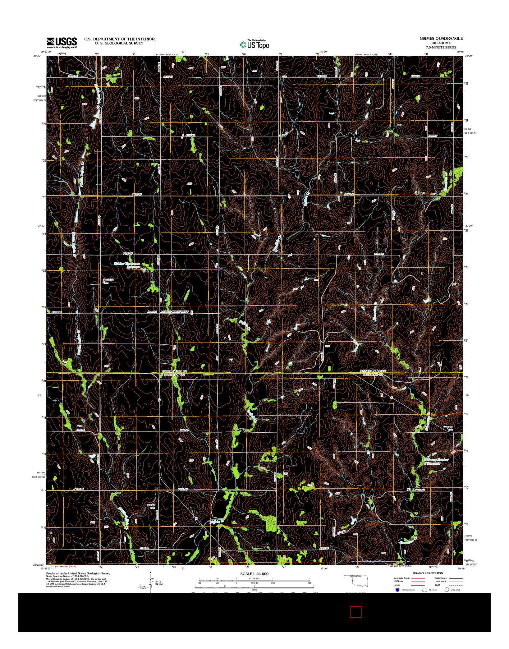 USGS US TOPO 7.5-MINUTE MAP FOR GRIMES, OK 2012