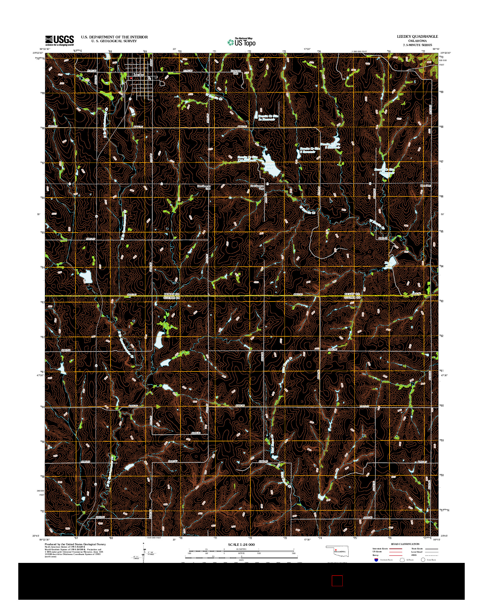 USGS US TOPO 7.5-MINUTE MAP FOR LEEDEY, OK 2012