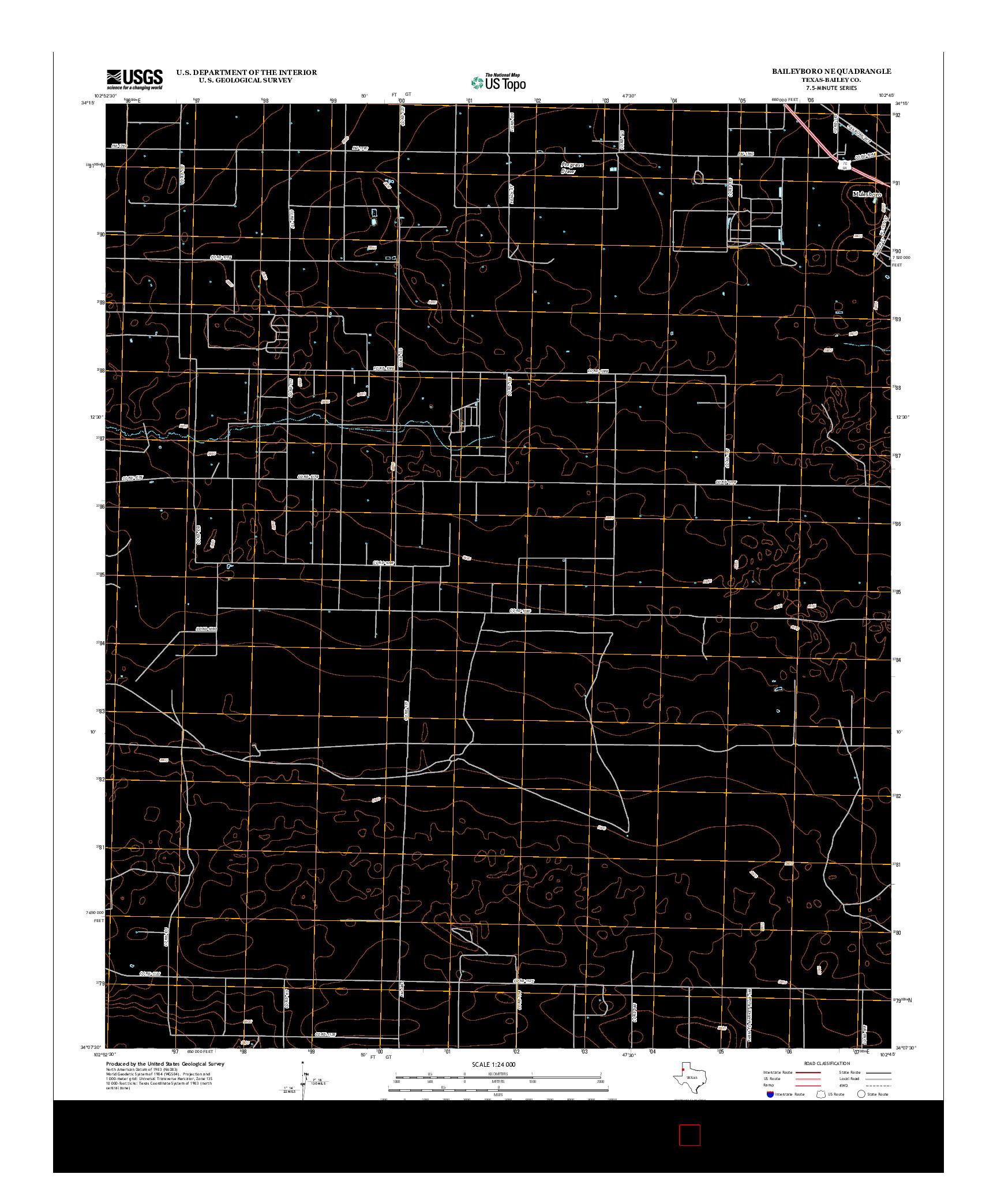 USGS US TOPO 7.5-MINUTE MAP FOR BAILEYBORO NE, TX 2012