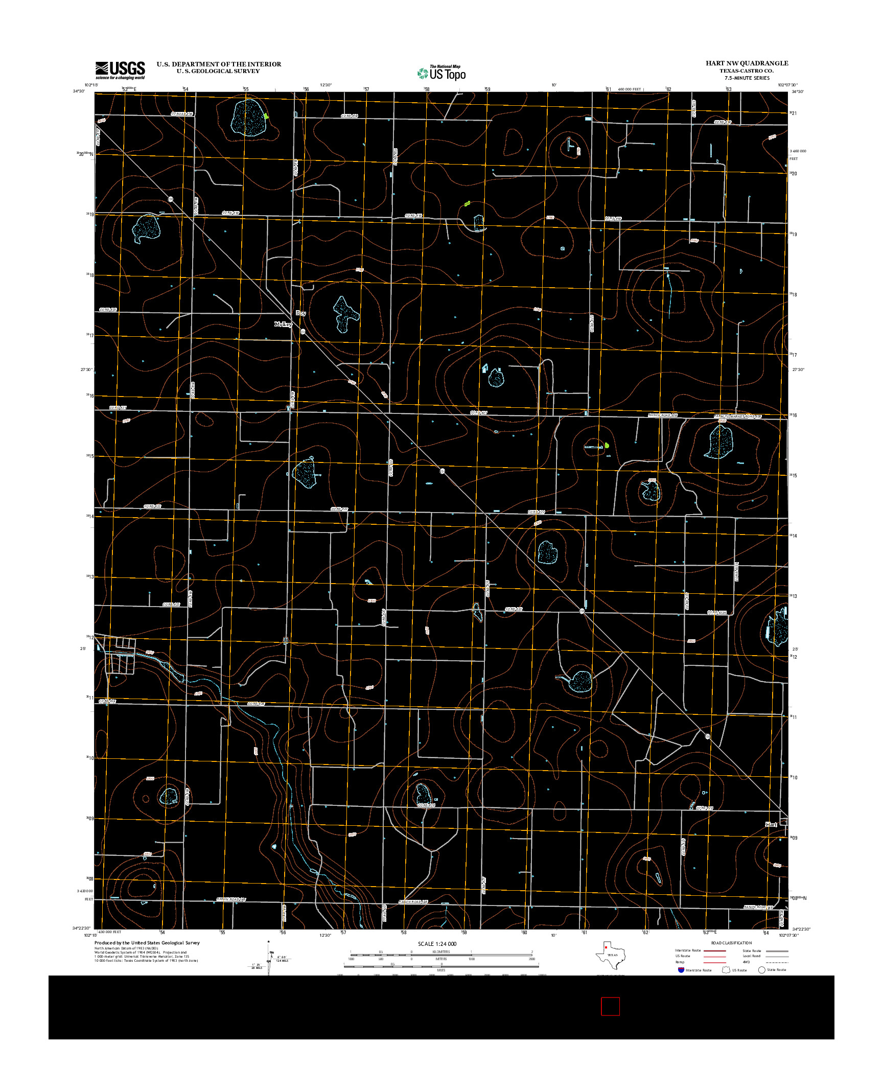 USGS US TOPO 7.5-MINUTE MAP FOR HART NW, TX 2012