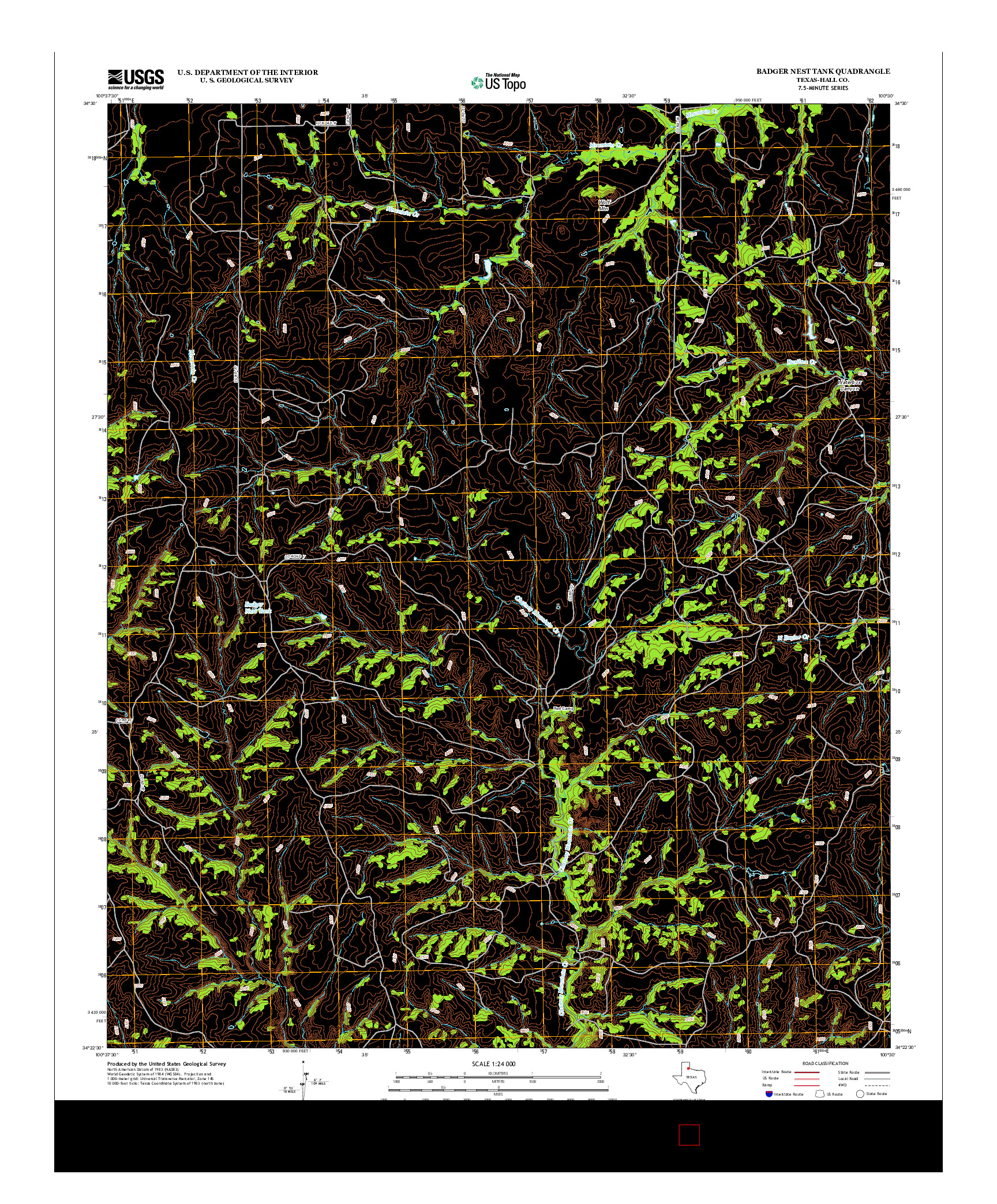 USGS US TOPO 7.5-MINUTE MAP FOR BADGER NEST TANK, TX 2012