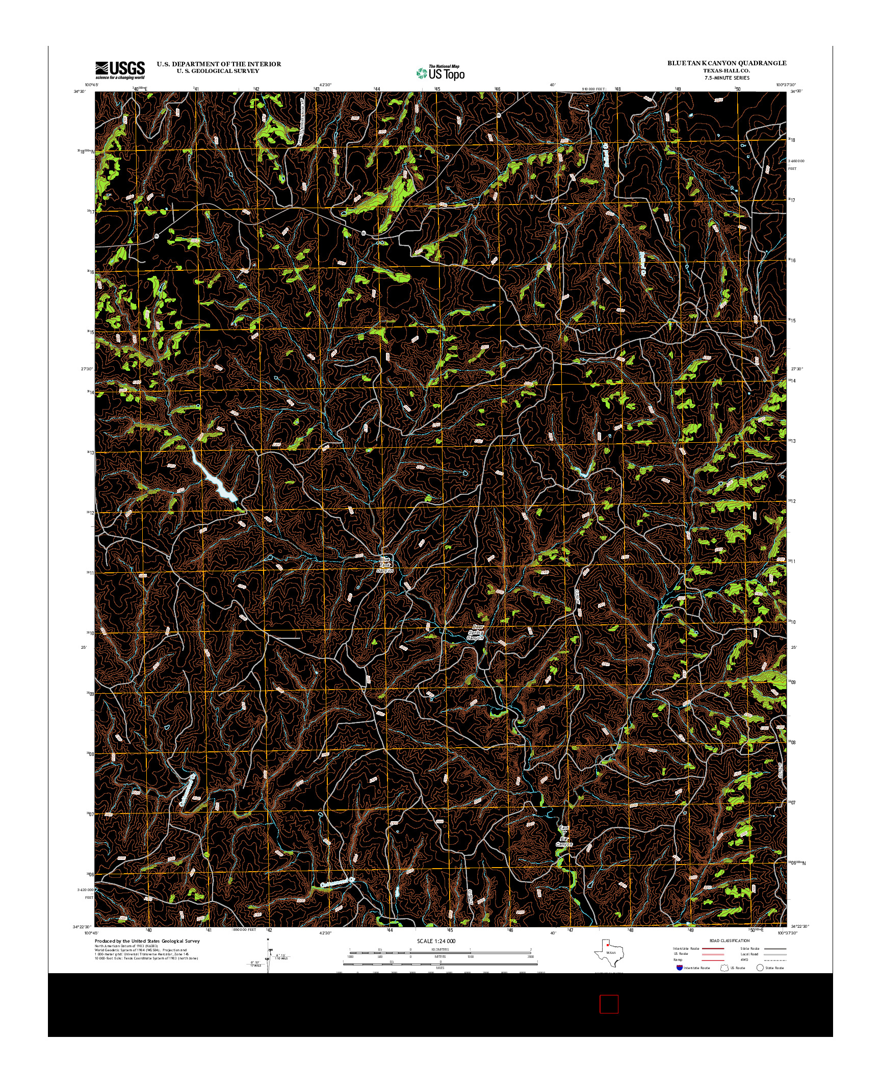 USGS US TOPO 7.5-MINUTE MAP FOR BLUE TANK CANYON, TX 2012