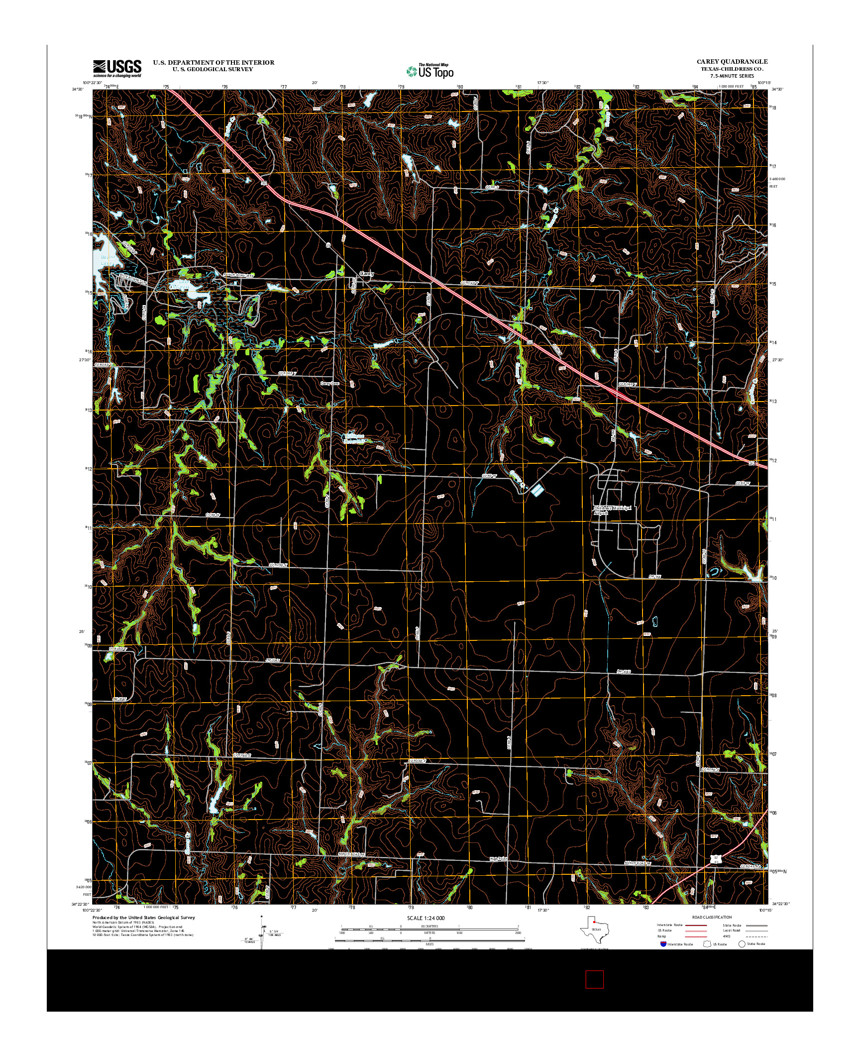 USGS US TOPO 7.5-MINUTE MAP FOR CAREY, TX 2012