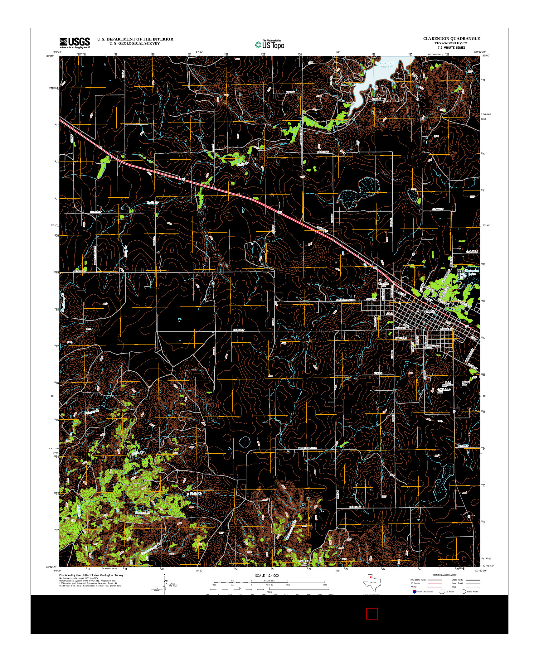USGS US TOPO 7.5-MINUTE MAP FOR CLARENDON, TX 2012