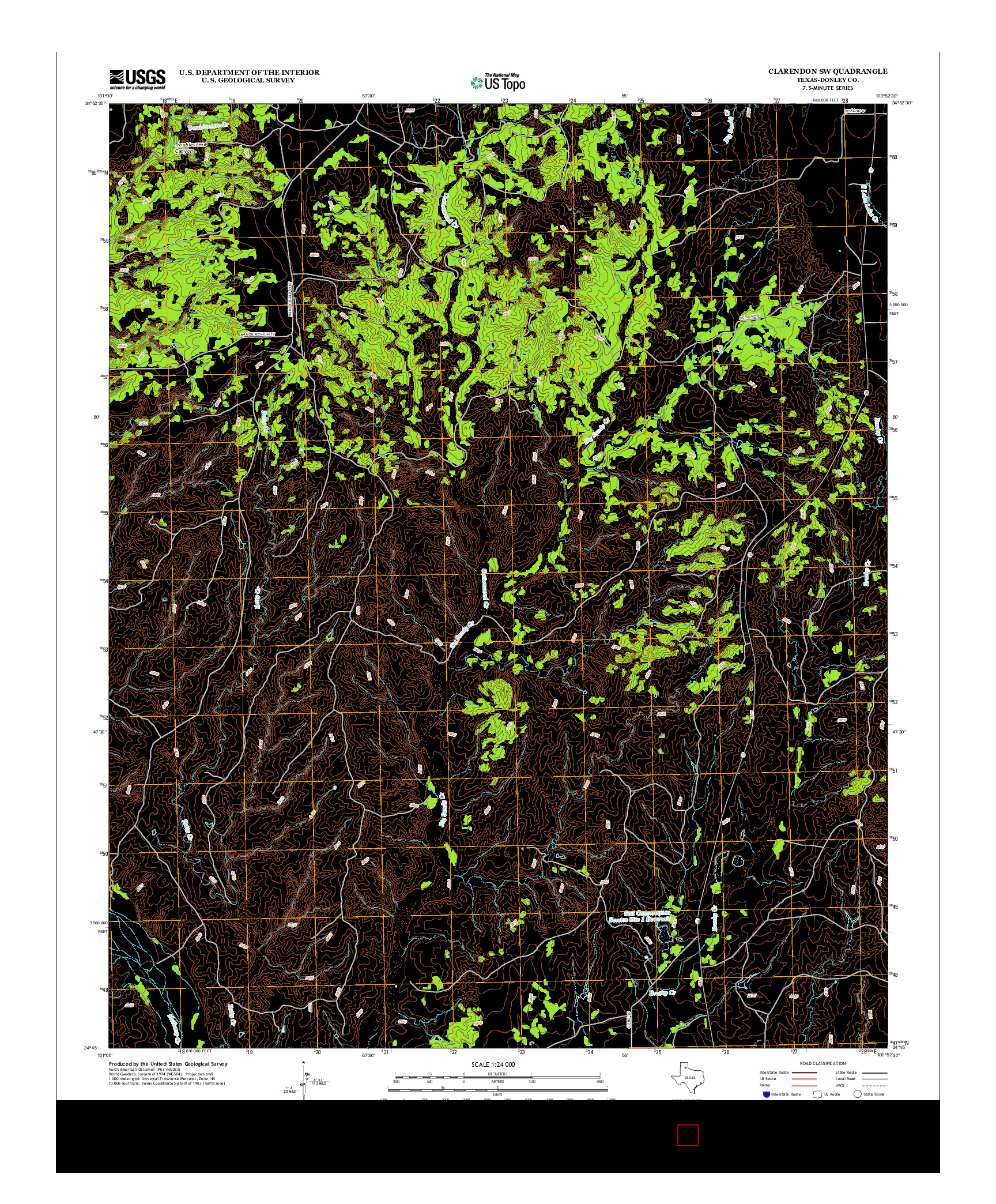 USGS US TOPO 7.5-MINUTE MAP FOR CLARENDON SW, TX 2012