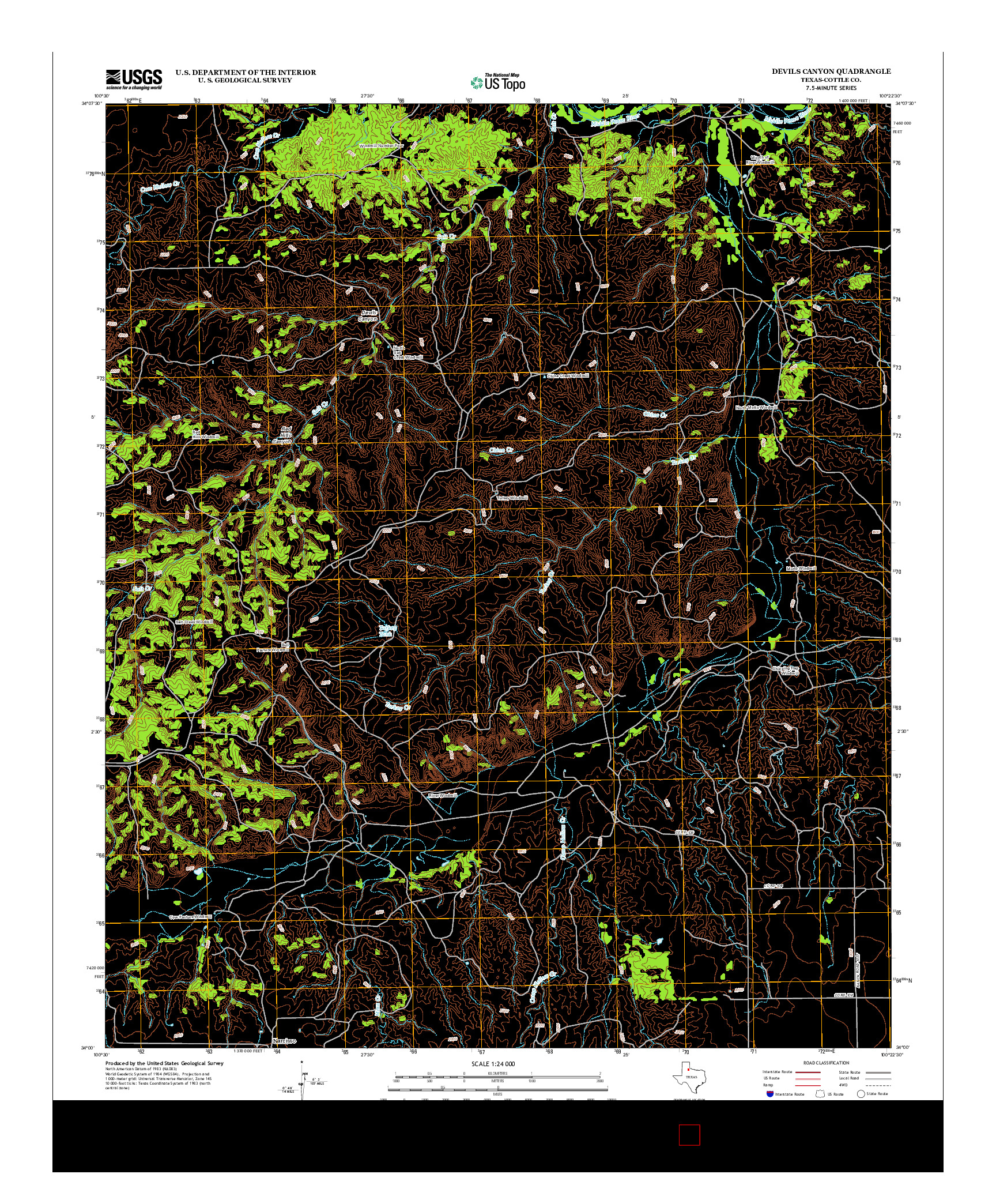 USGS US TOPO 7.5-MINUTE MAP FOR DEVILS CANYON, TX 2012