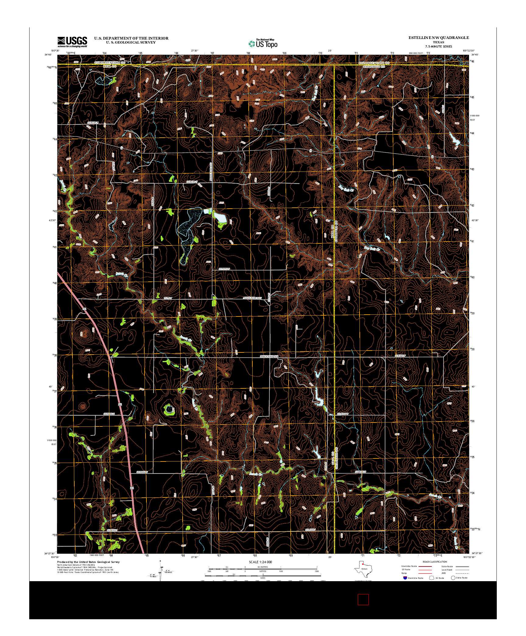 USGS US TOPO 7.5-MINUTE MAP FOR ESTELLINE NW, TX 2012