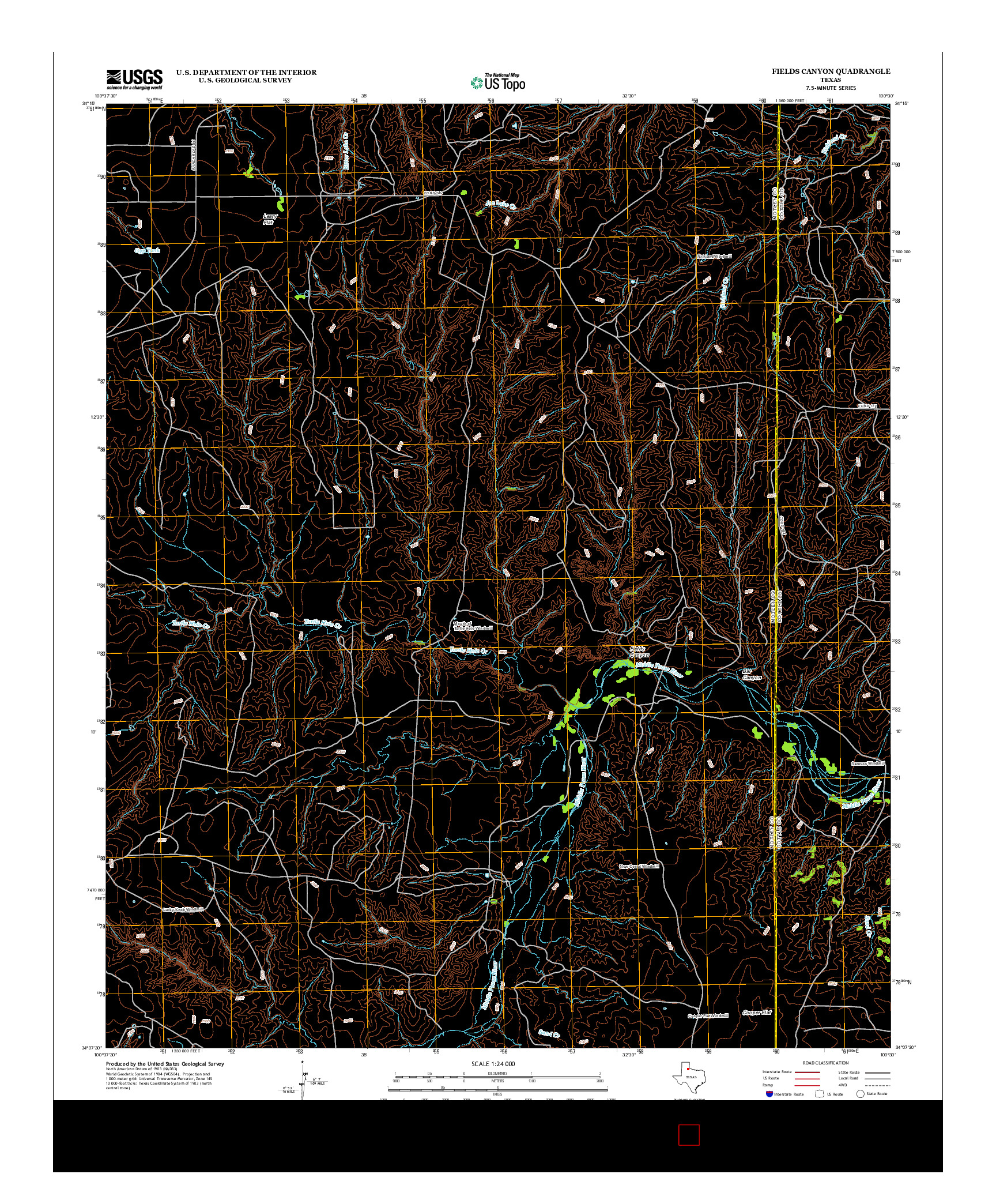 USGS US TOPO 7.5-MINUTE MAP FOR FIELDS CANYON, TX 2012