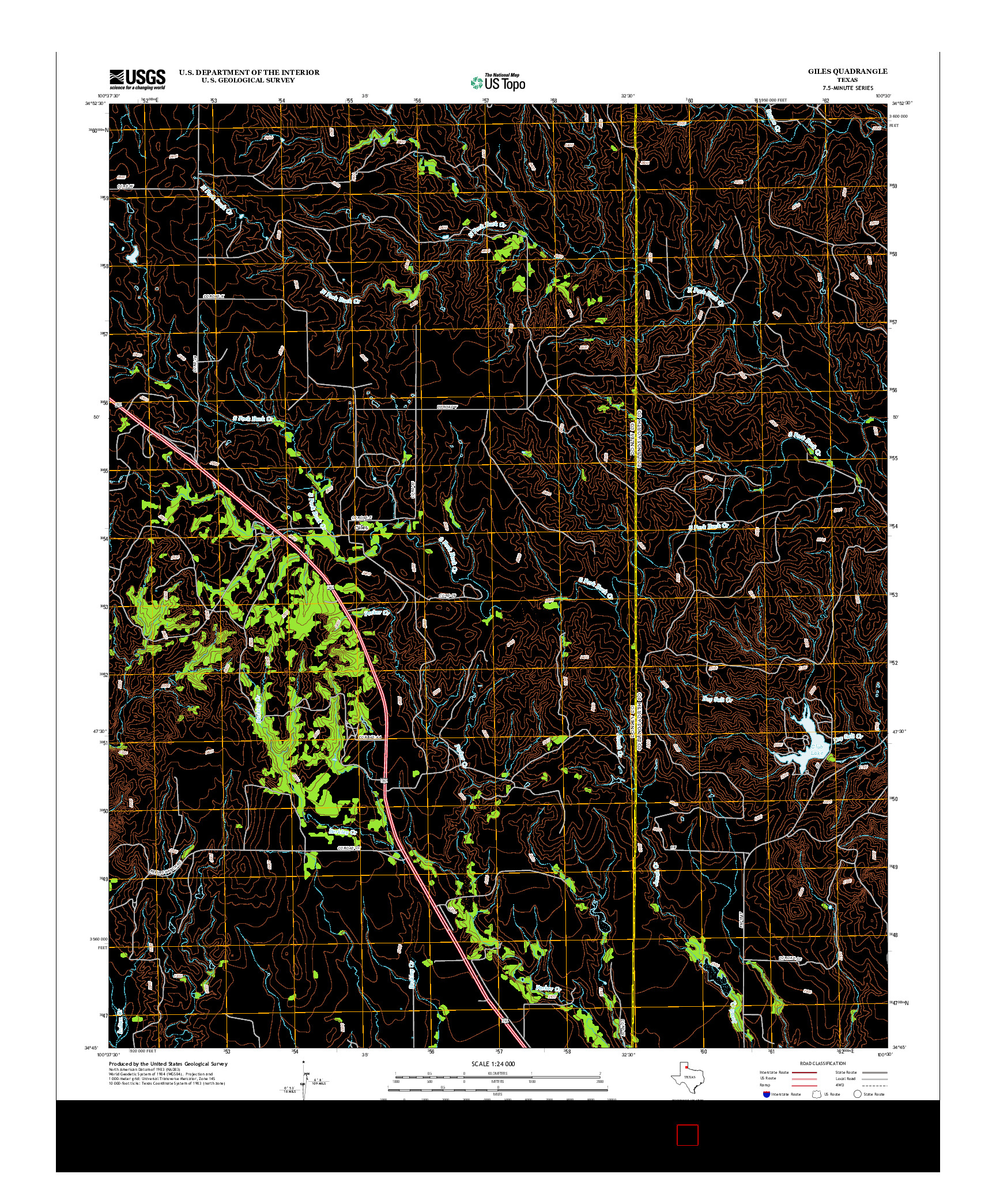 USGS US TOPO 7.5-MINUTE MAP FOR GILES, TX 2012