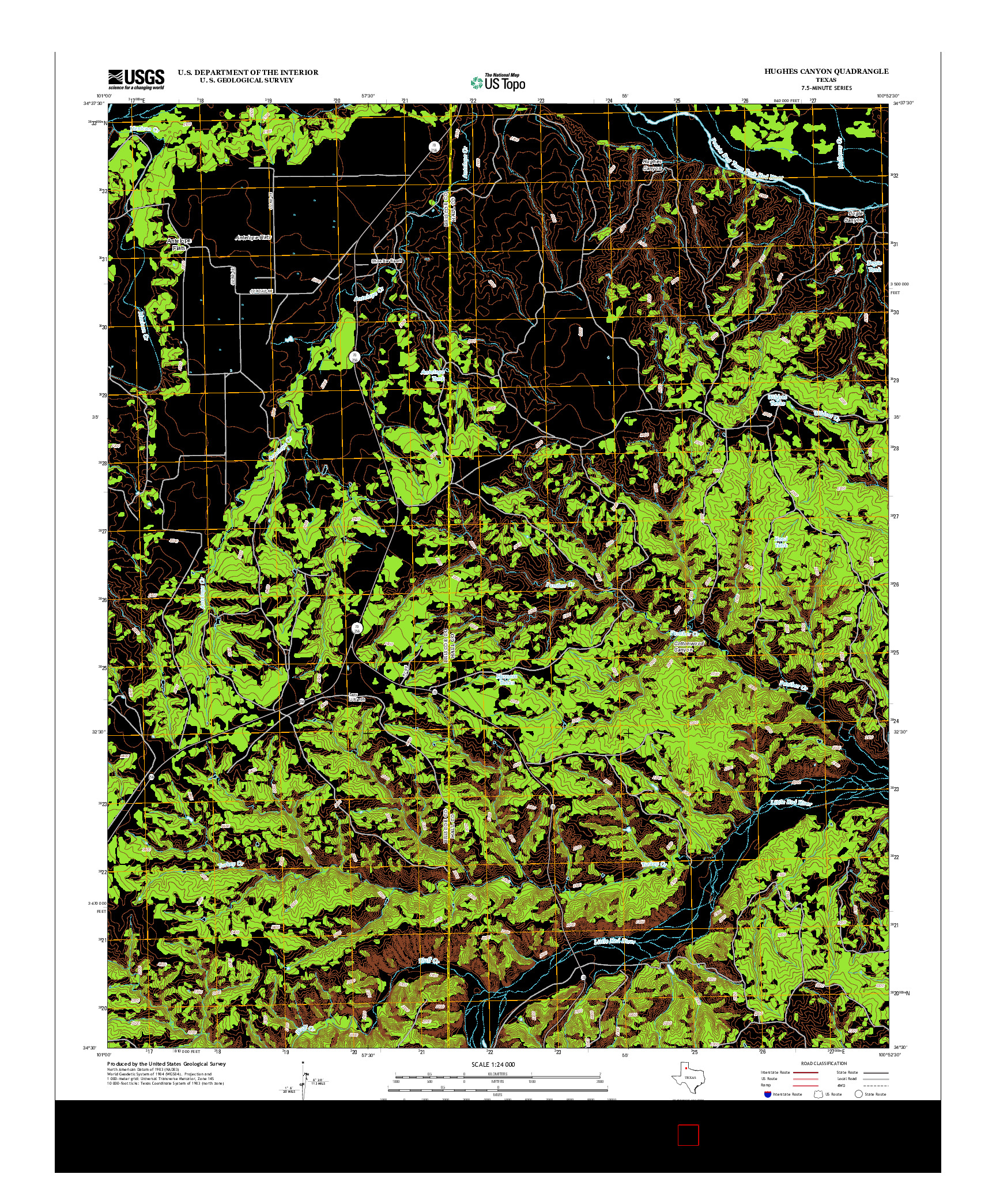 USGS US TOPO 7.5-MINUTE MAP FOR HUGHES CANYON, TX 2012