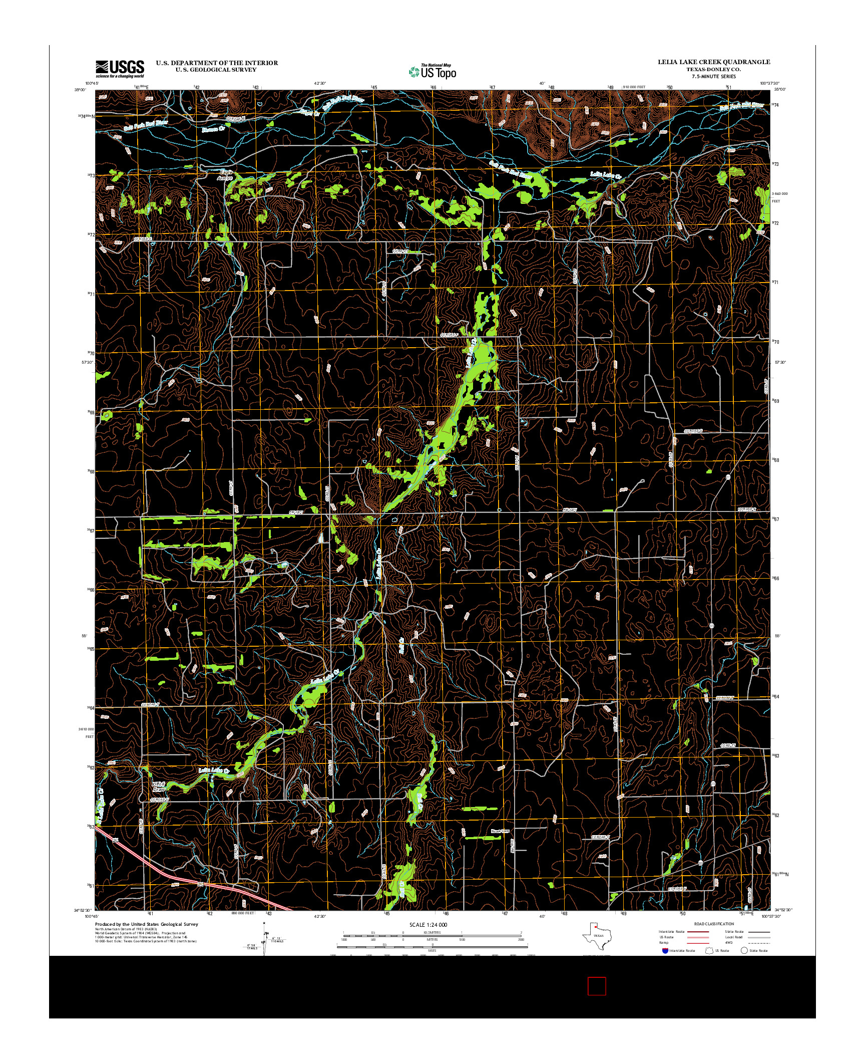 USGS US TOPO 7.5-MINUTE MAP FOR LELIA LAKE CREEK, TX 2012