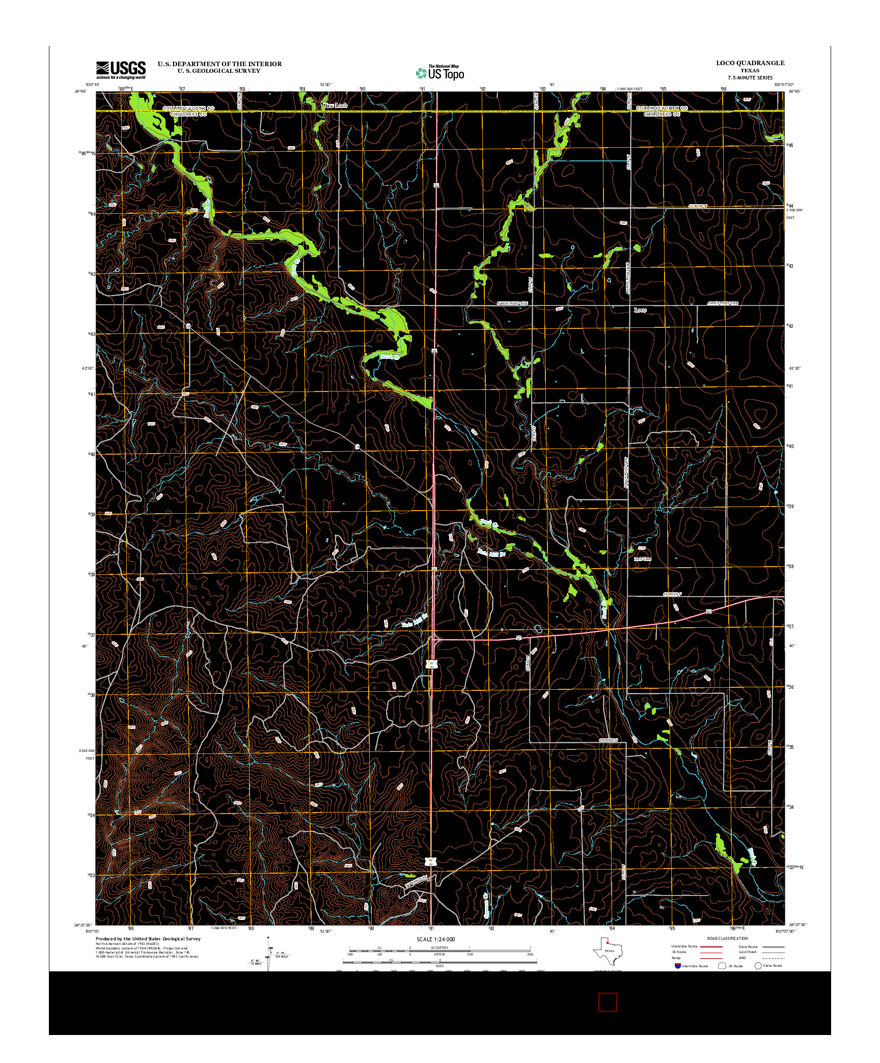 USGS US TOPO 7.5-MINUTE MAP FOR LOCO, TX 2012