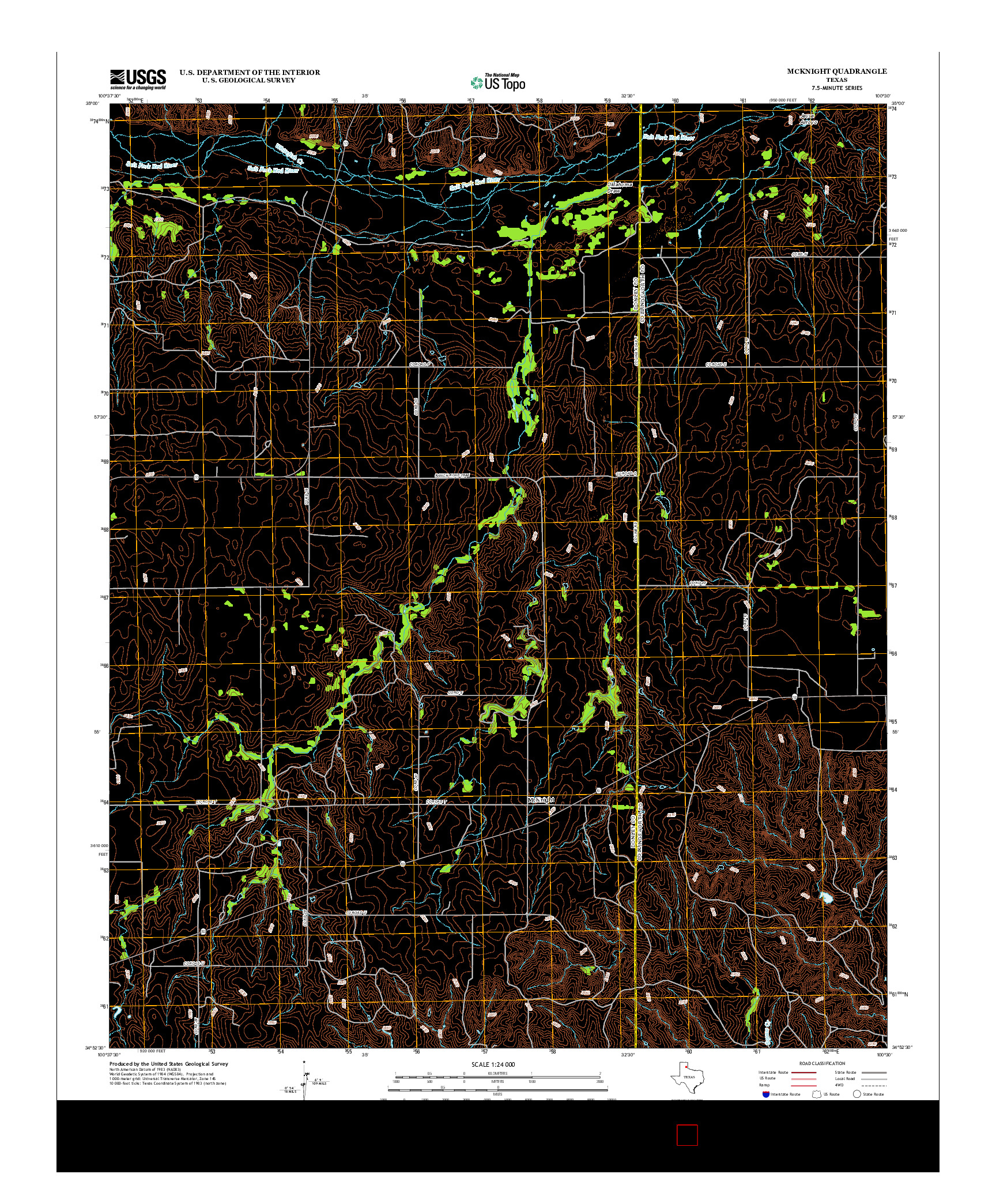 USGS US TOPO 7.5-MINUTE MAP FOR MCKNIGHT, TX 2012