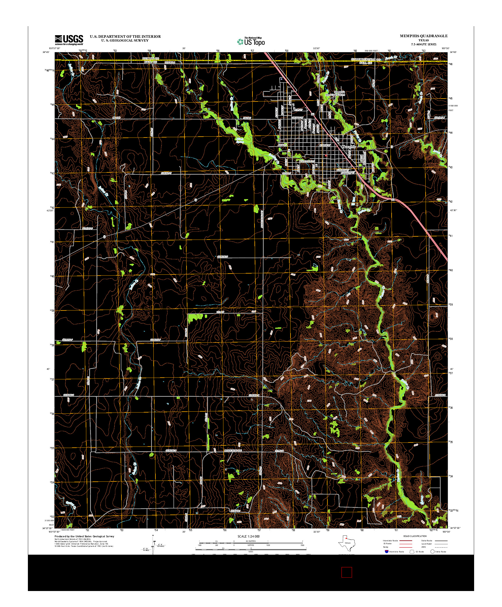 USGS US TOPO 7.5-MINUTE MAP FOR MEMPHIS, TX 2012