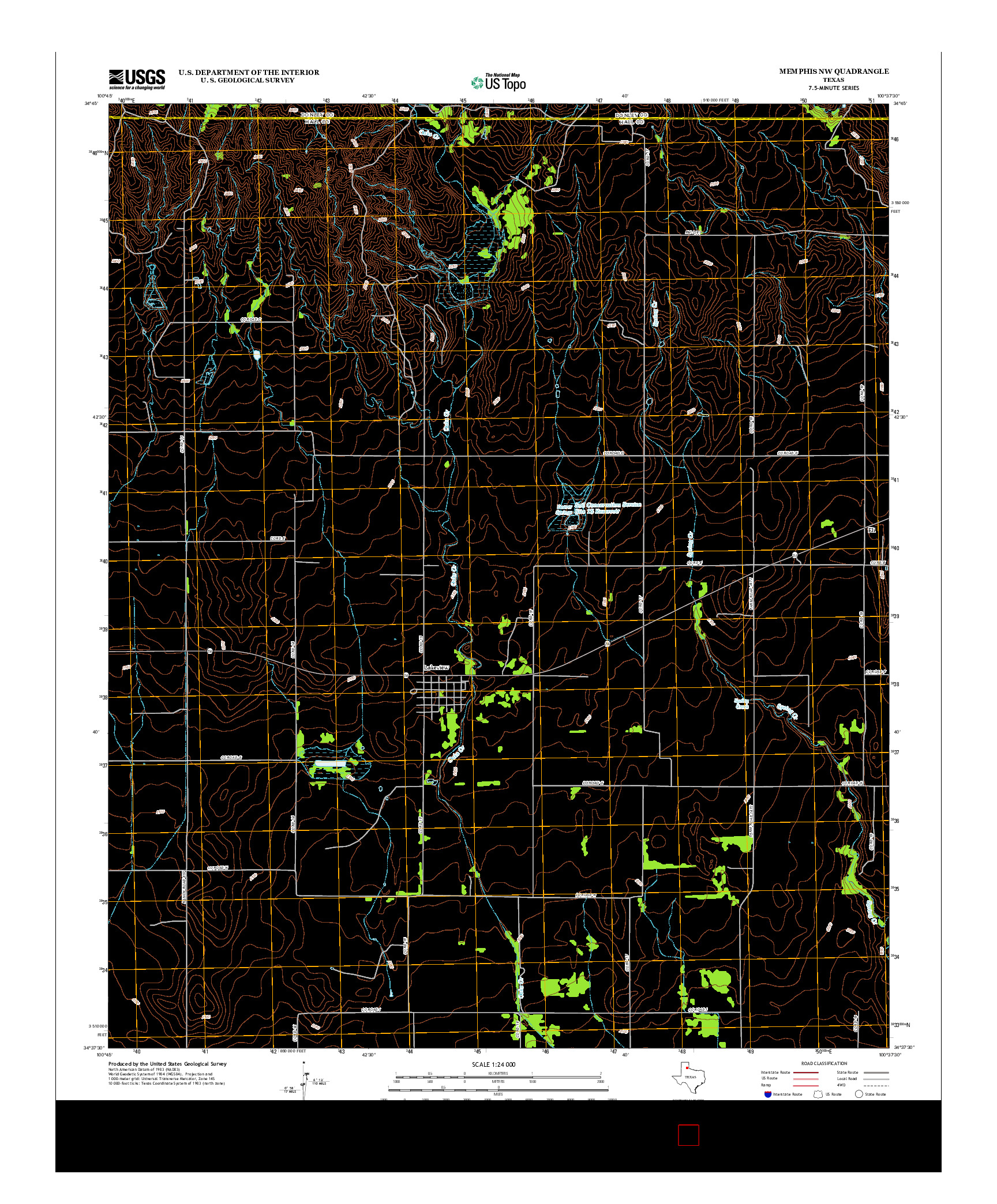 USGS US TOPO 7.5-MINUTE MAP FOR MEMPHIS NW, TX 2012