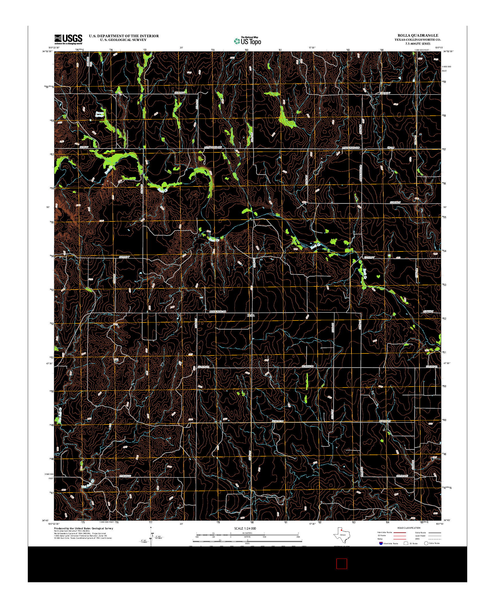 USGS US TOPO 7.5-MINUTE MAP FOR ROLLA, TX 2012