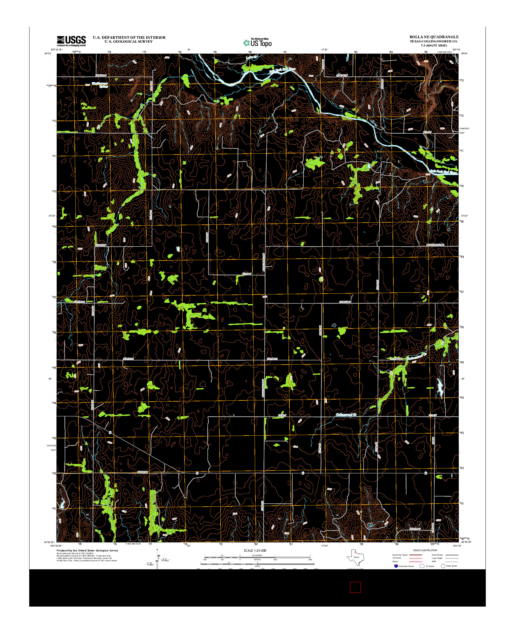 USGS US TOPO 7.5-MINUTE MAP FOR ROLLA NE, TX 2012