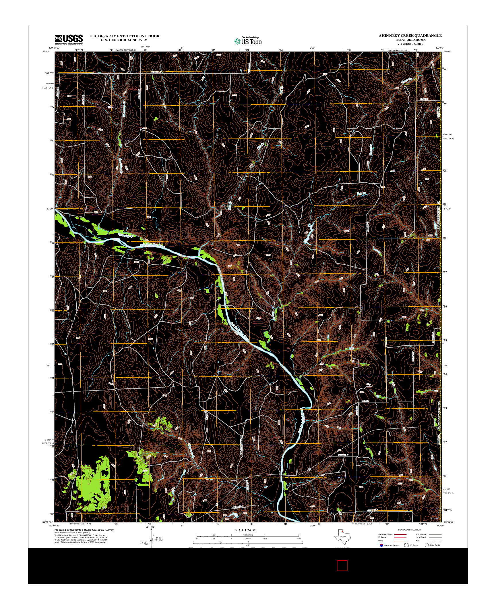 USGS US TOPO 7.5-MINUTE MAP FOR SHINNERY CREEK, TX-OK 2012