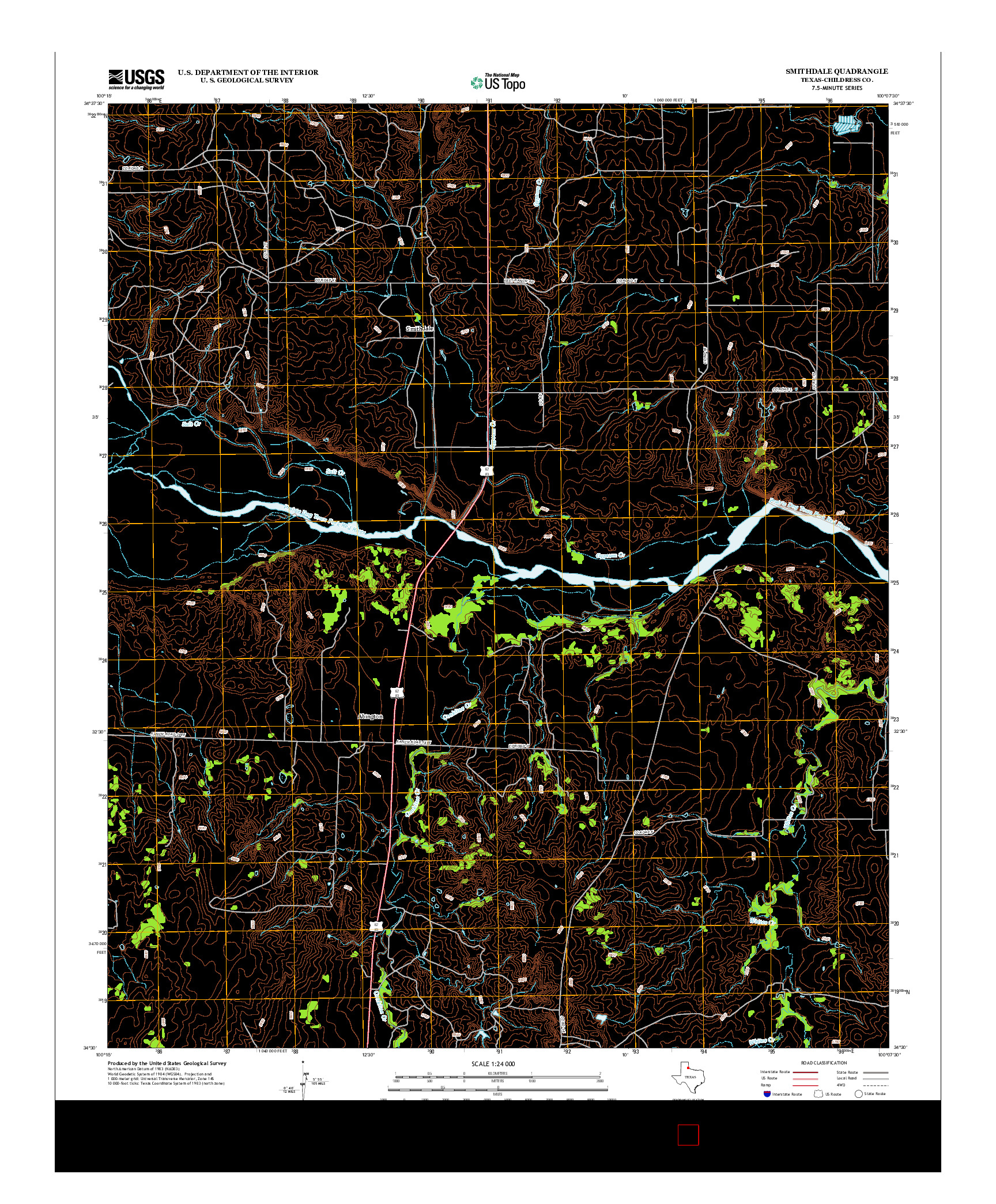 USGS US TOPO 7.5-MINUTE MAP FOR SMITHDALE, TX 2012