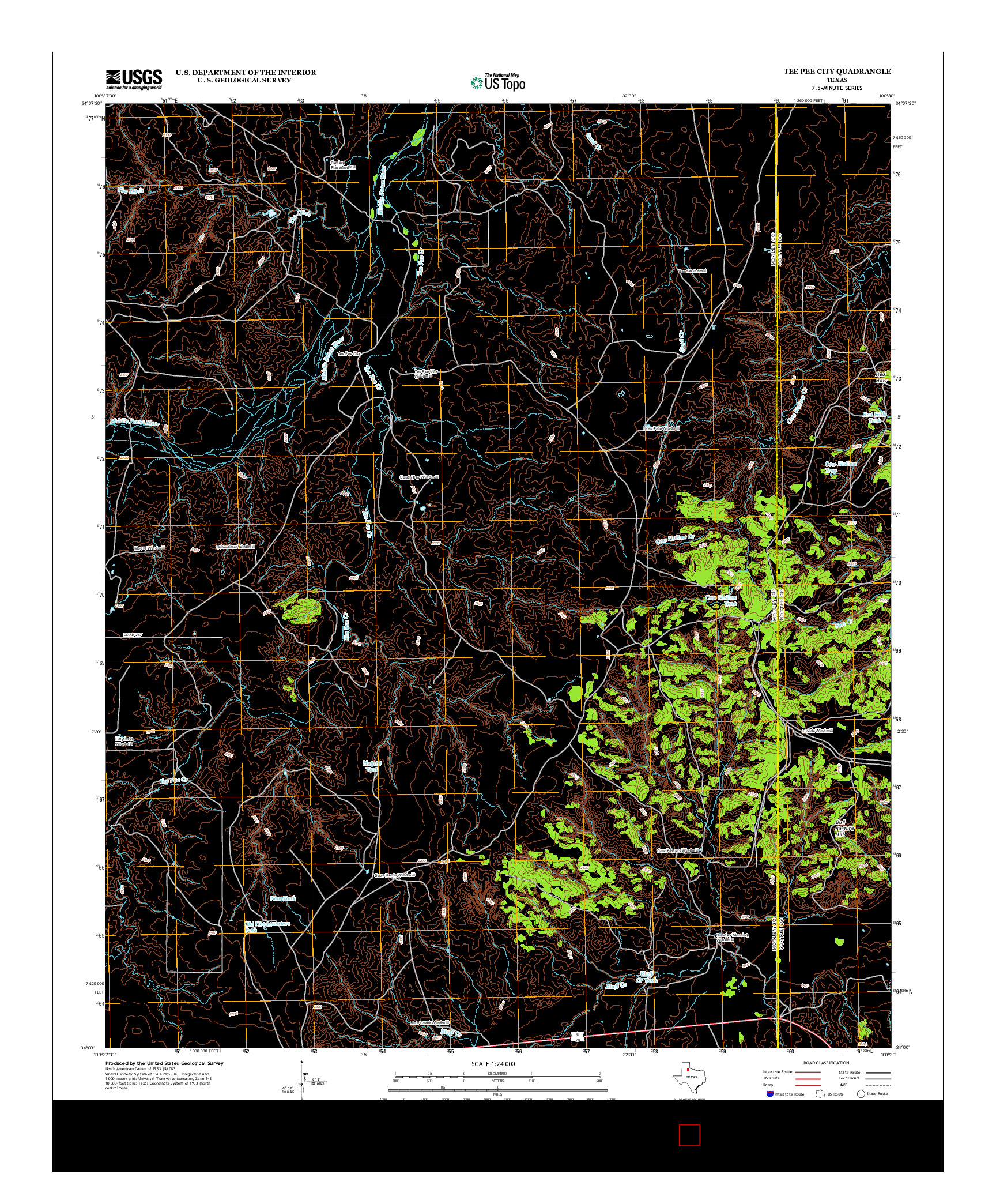 USGS US TOPO 7.5-MINUTE MAP FOR TEE PEE CITY, TX 2012
