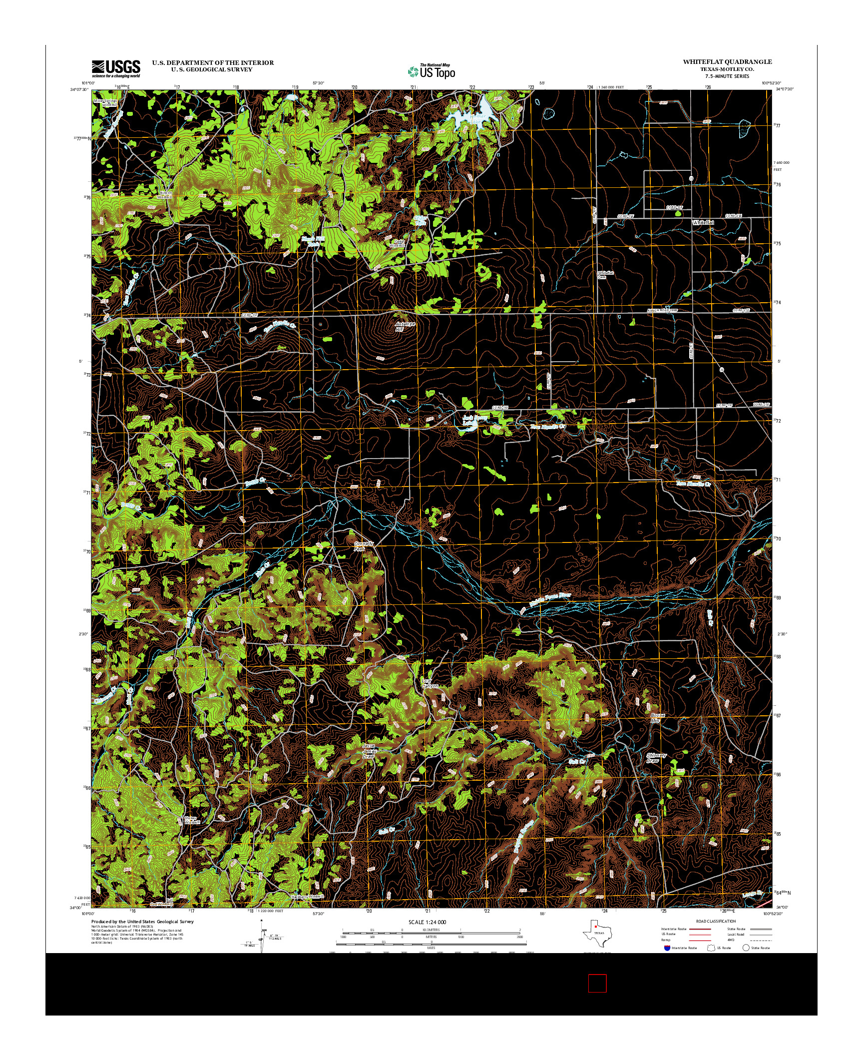 USGS US TOPO 7.5-MINUTE MAP FOR WHITEFLAT, TX 2012