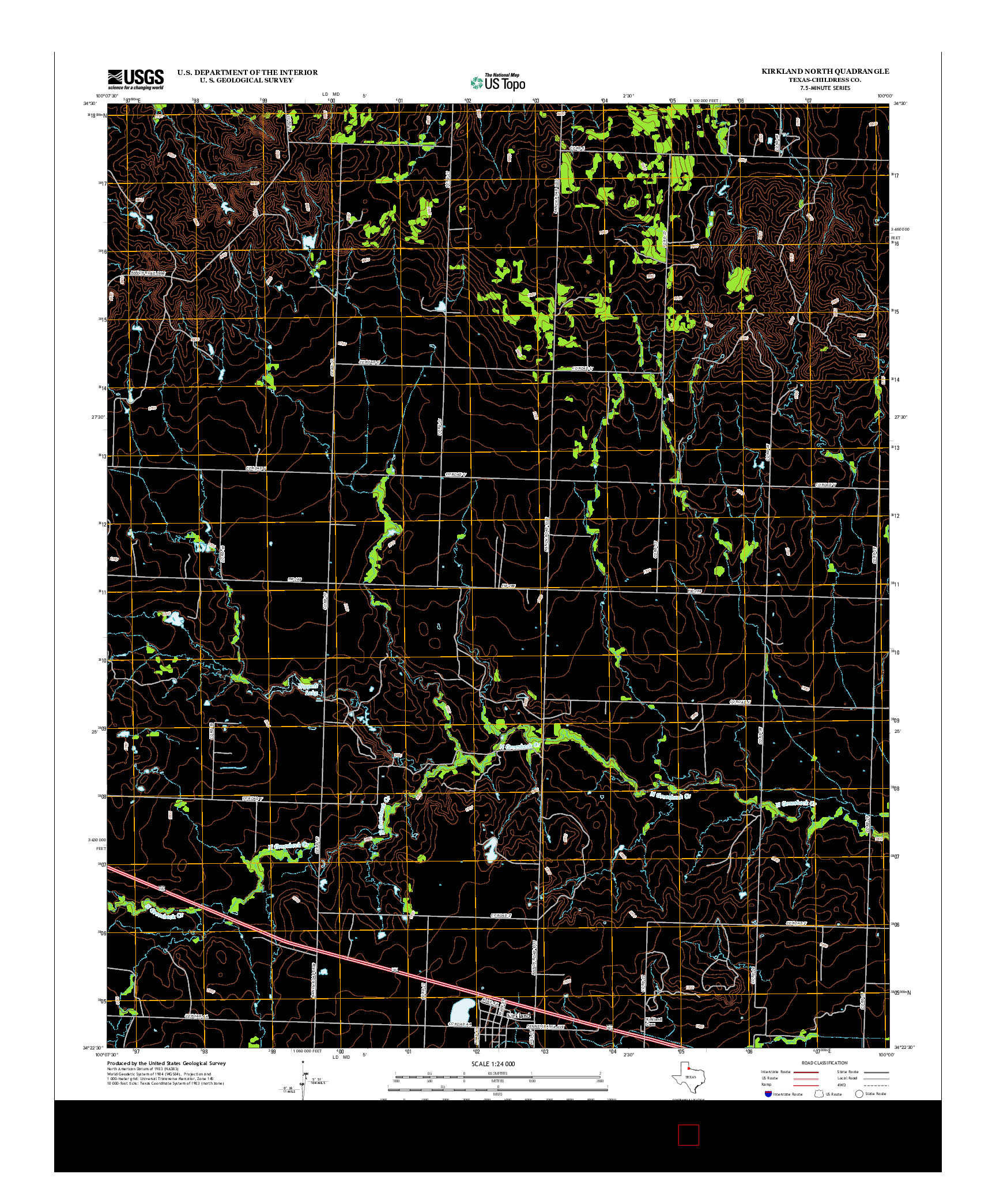 USGS US TOPO 7.5-MINUTE MAP FOR KIRKLAND NORTH, TX 2012