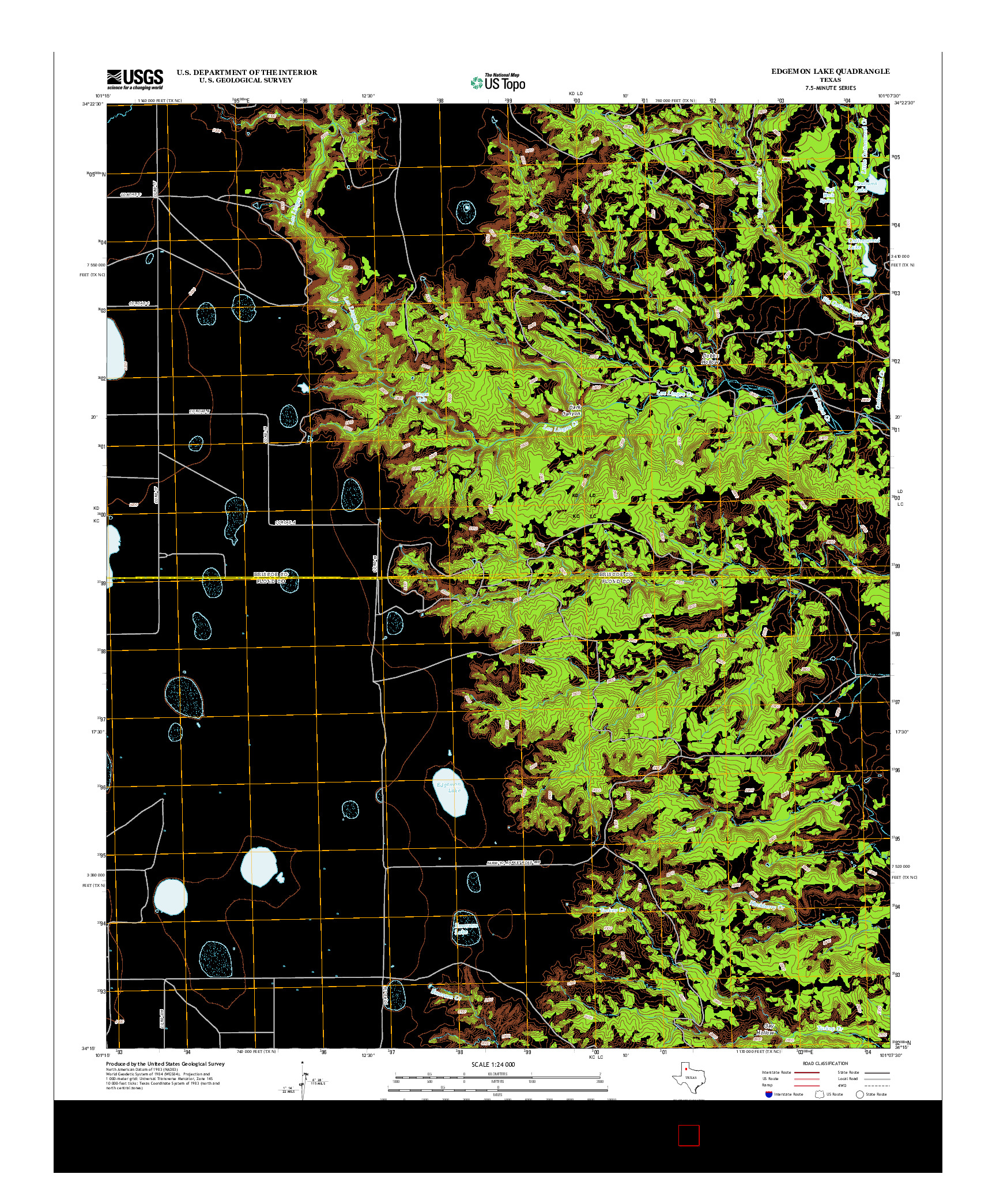 USGS US TOPO 7.5-MINUTE MAP FOR EDGEMON LAKE, TX 2012