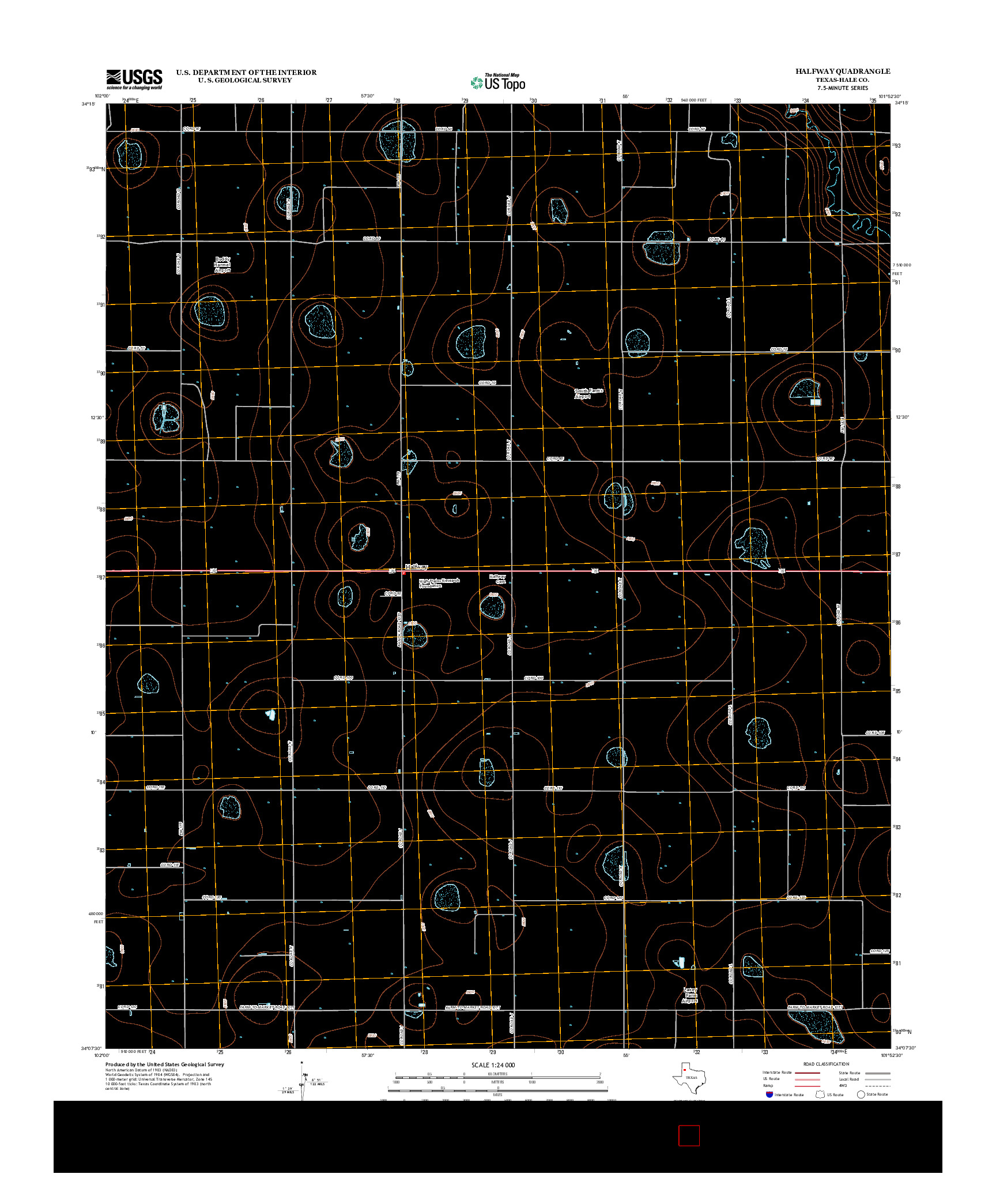 USGS US TOPO 7.5-MINUTE MAP FOR HALFWAY, TX 2012