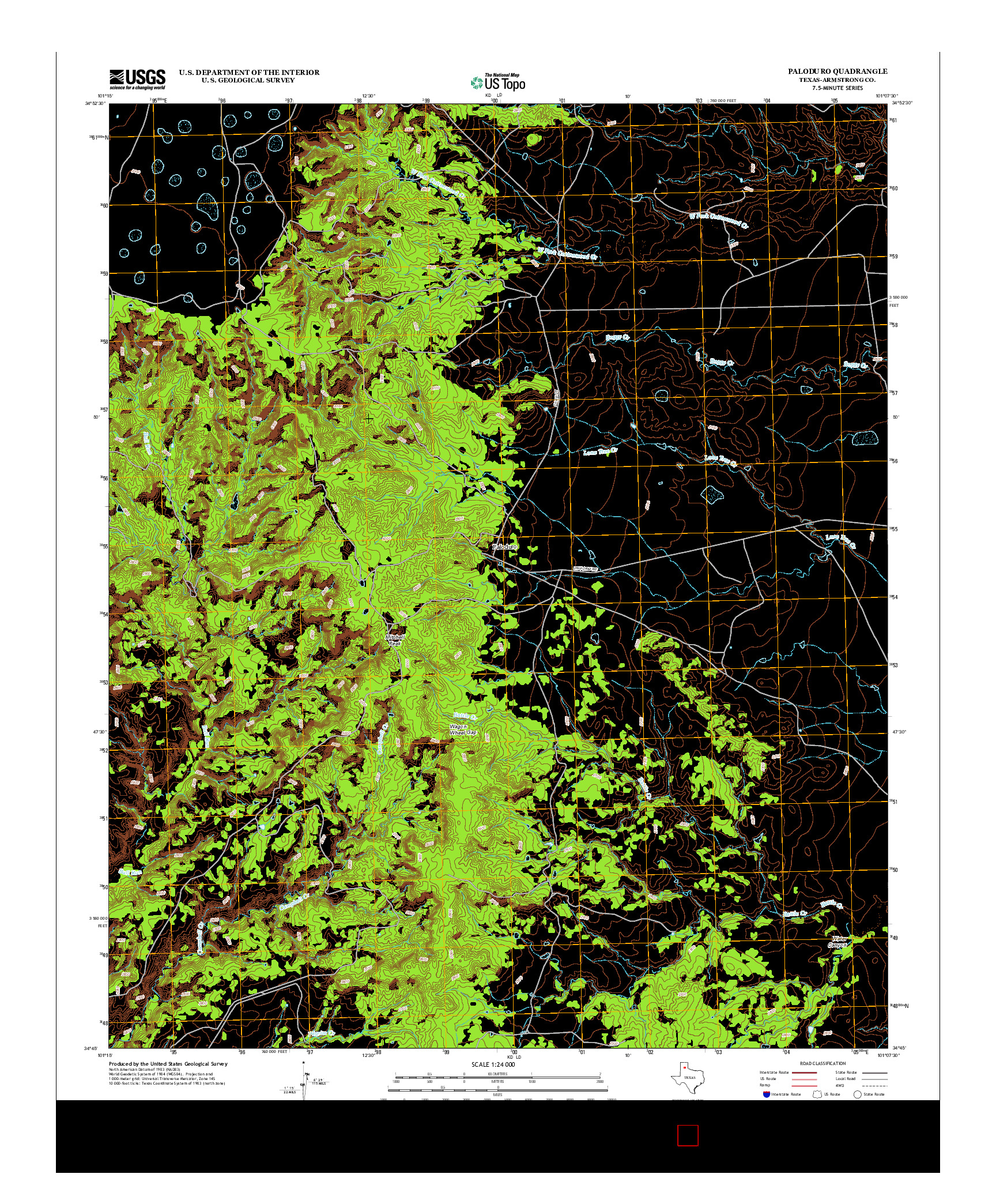 USGS US TOPO 7.5-MINUTE MAP FOR PALODURO, TX 2012