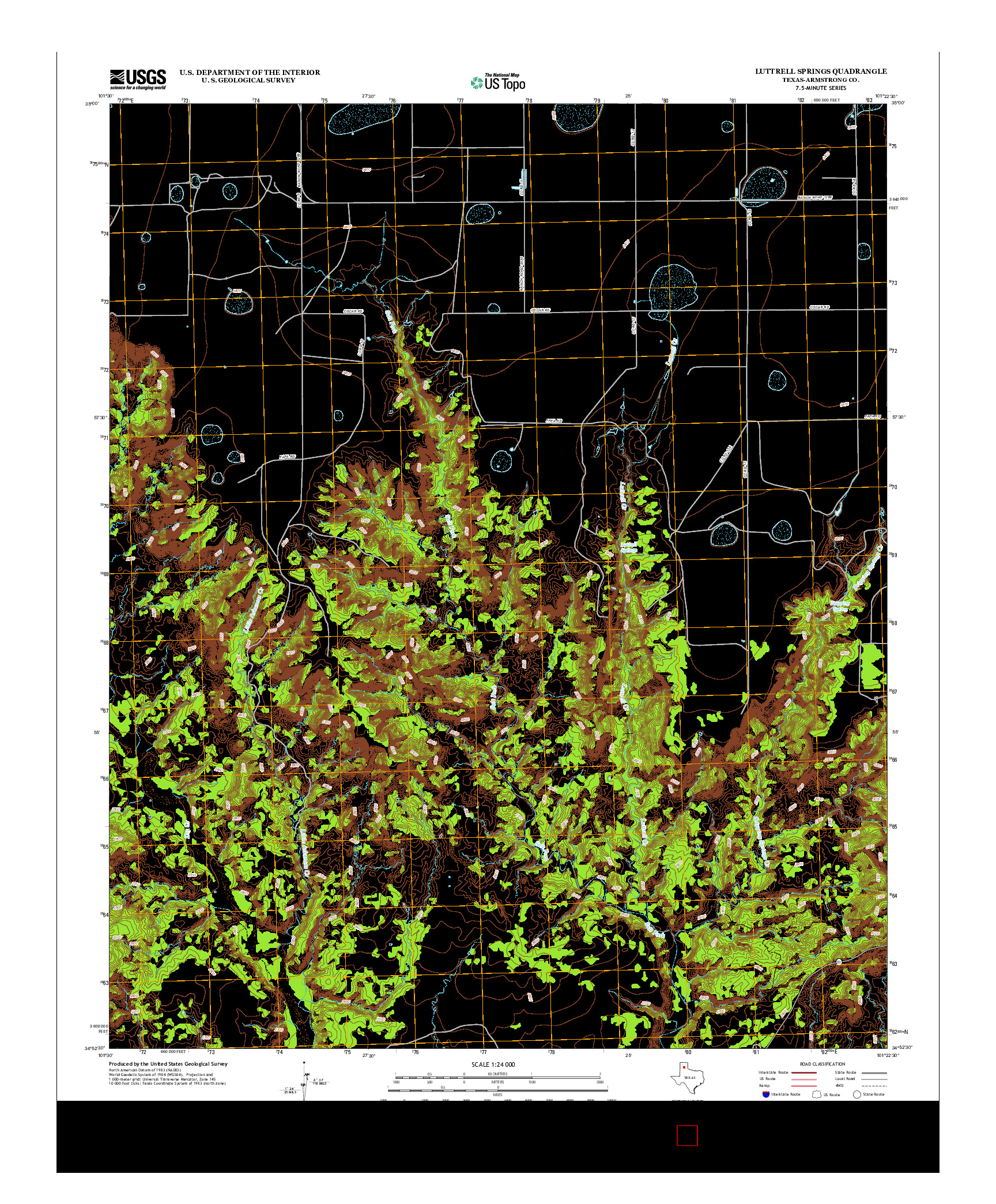 USGS US TOPO 7.5-MINUTE MAP FOR LUTTRELL SPRINGS, TX 2012
