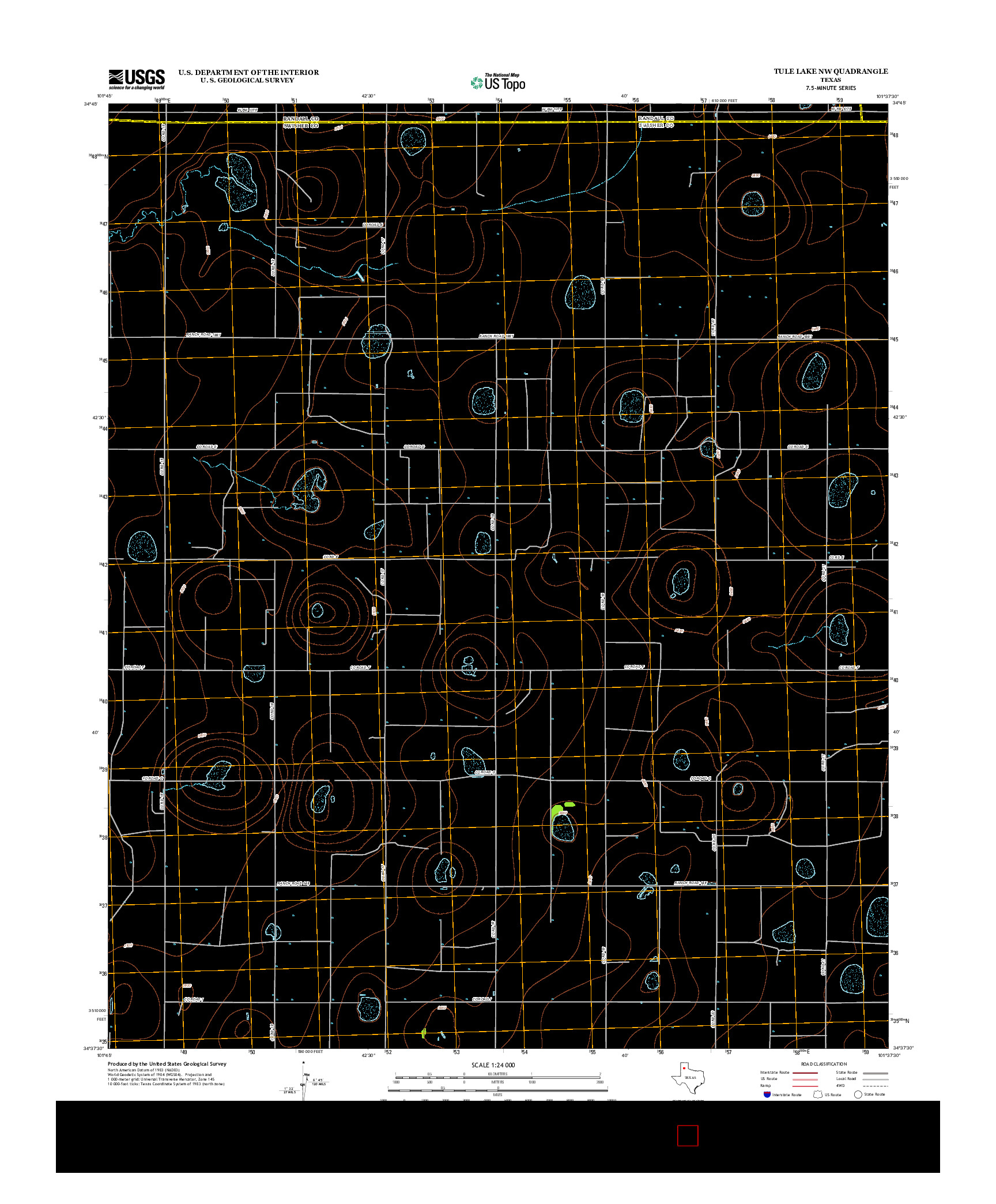 USGS US TOPO 7.5-MINUTE MAP FOR TULE LAKE NW, TX 2012