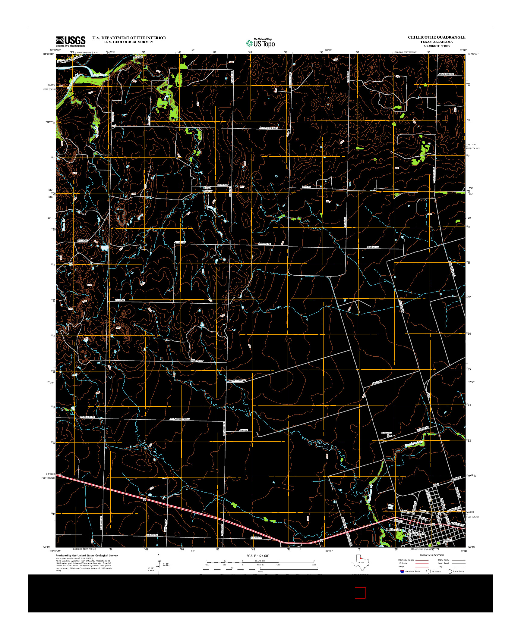 USGS US TOPO 7.5-MINUTE MAP FOR CHILLICOTHE, TX-OK 2012