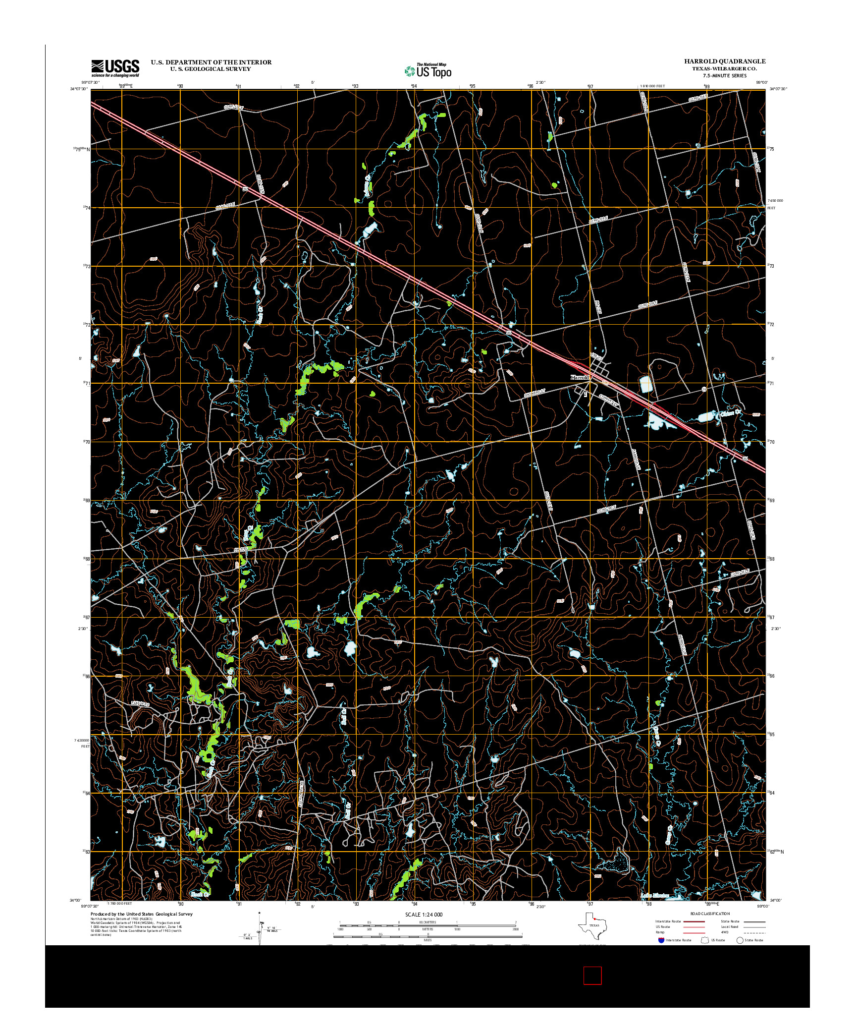 USGS US TOPO 7.5-MINUTE MAP FOR HARROLD, TX 2012