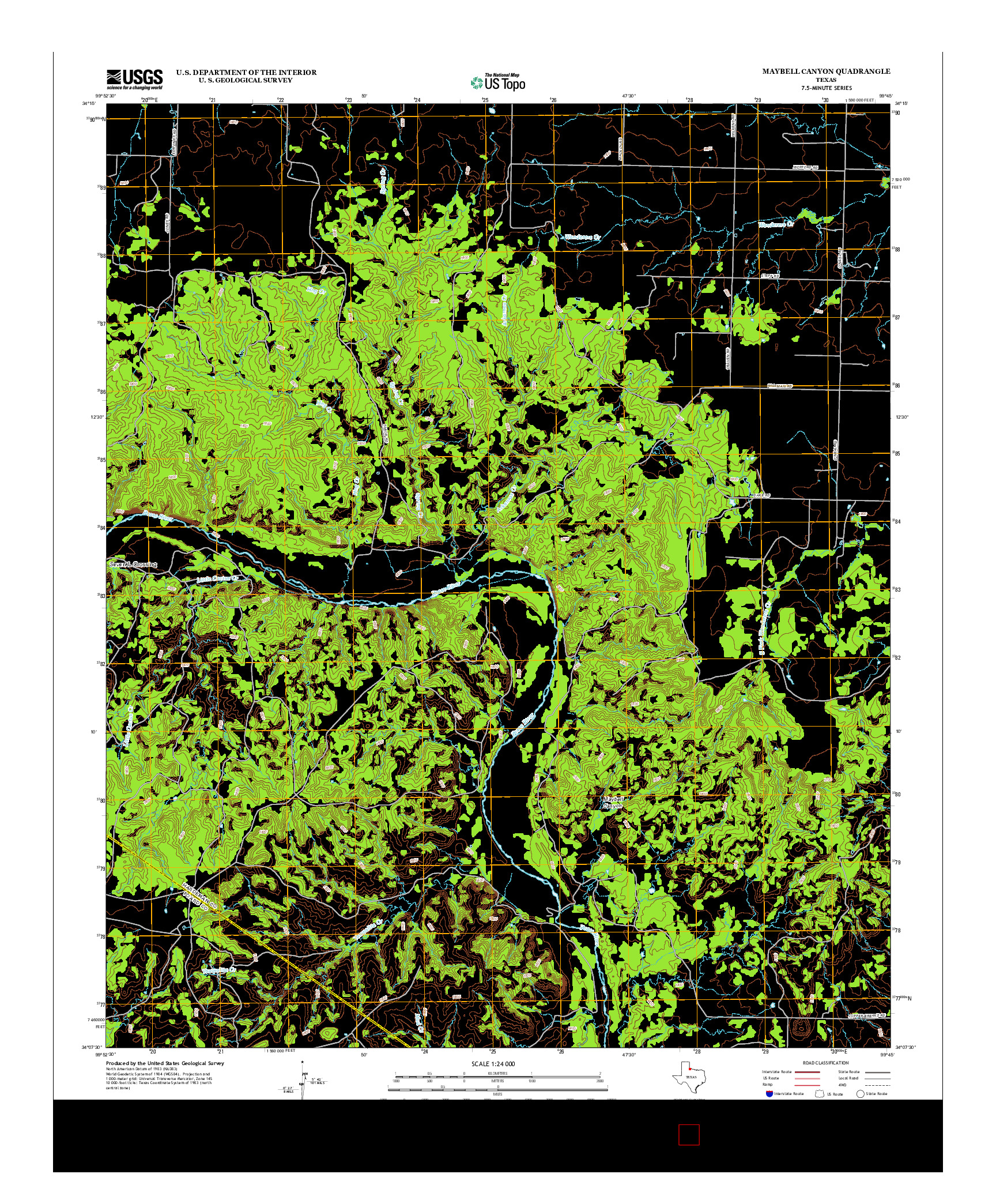 USGS US TOPO 7.5-MINUTE MAP FOR MAYBELL CANYON, TX 2012