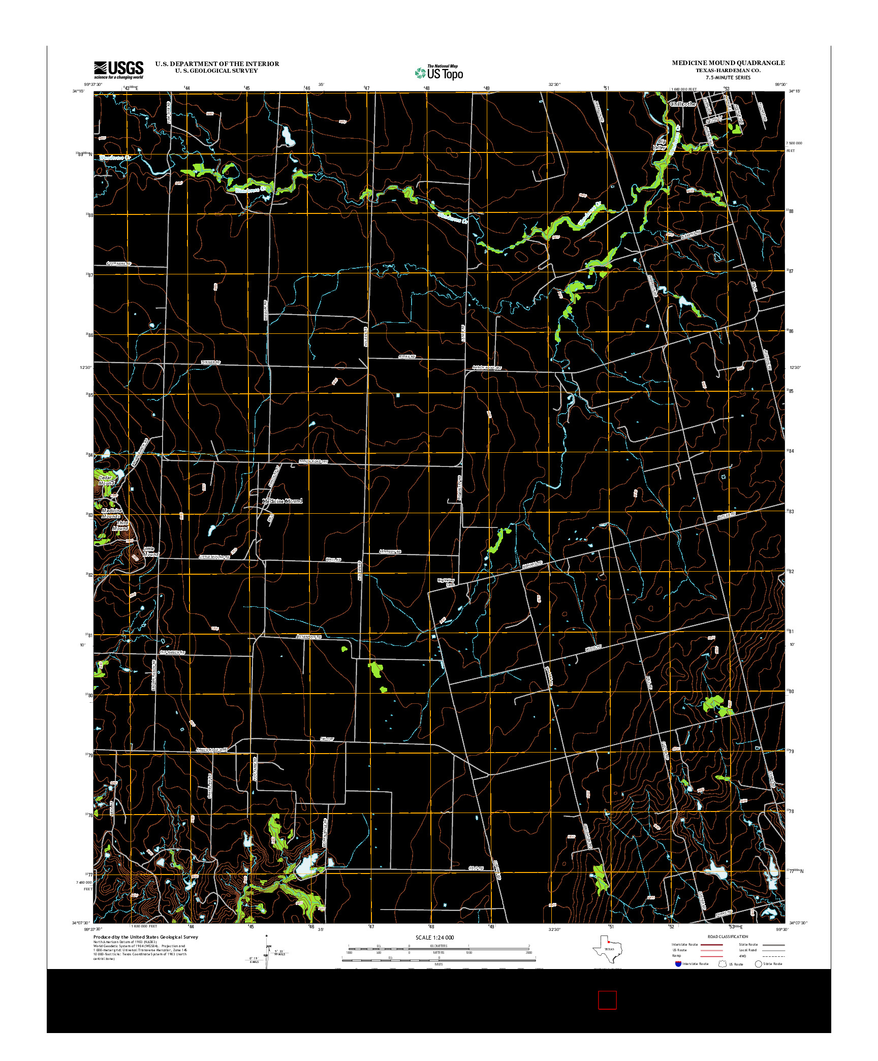 USGS US TOPO 7.5-MINUTE MAP FOR MEDICINE MOUND, TX 2012