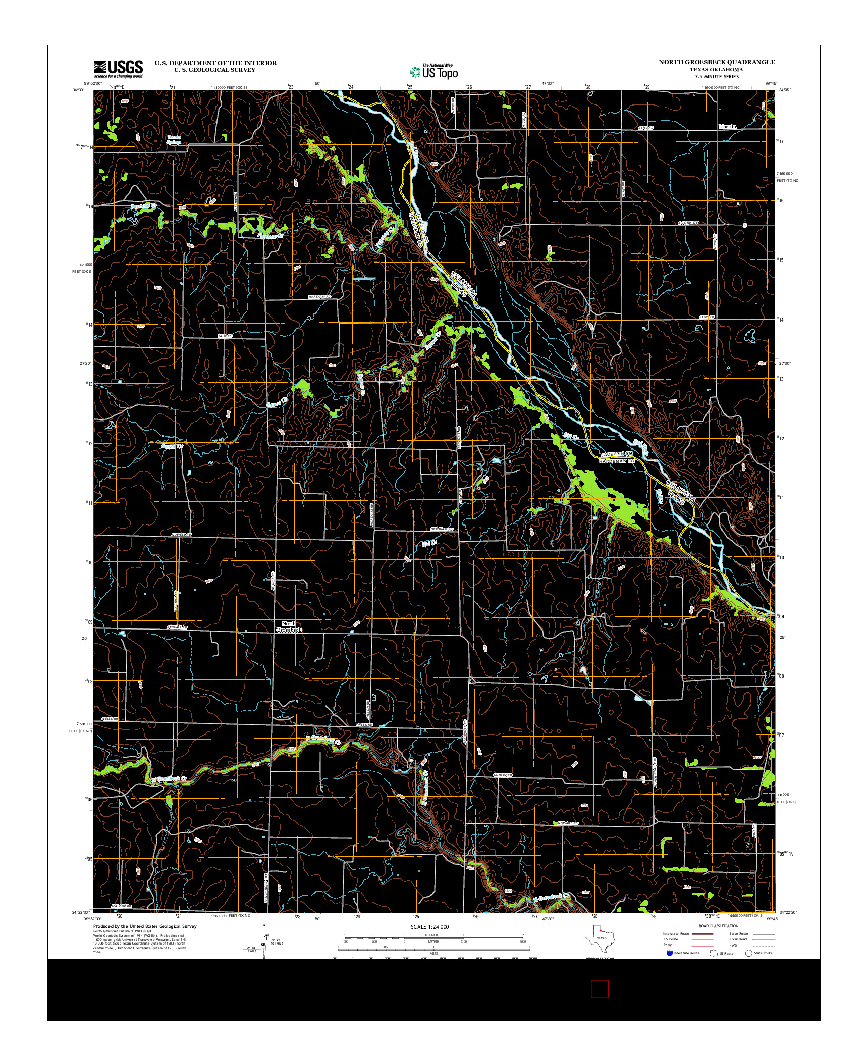 USGS US TOPO 7.5-MINUTE MAP FOR NORTH GROESBECK, TX-OK 2012