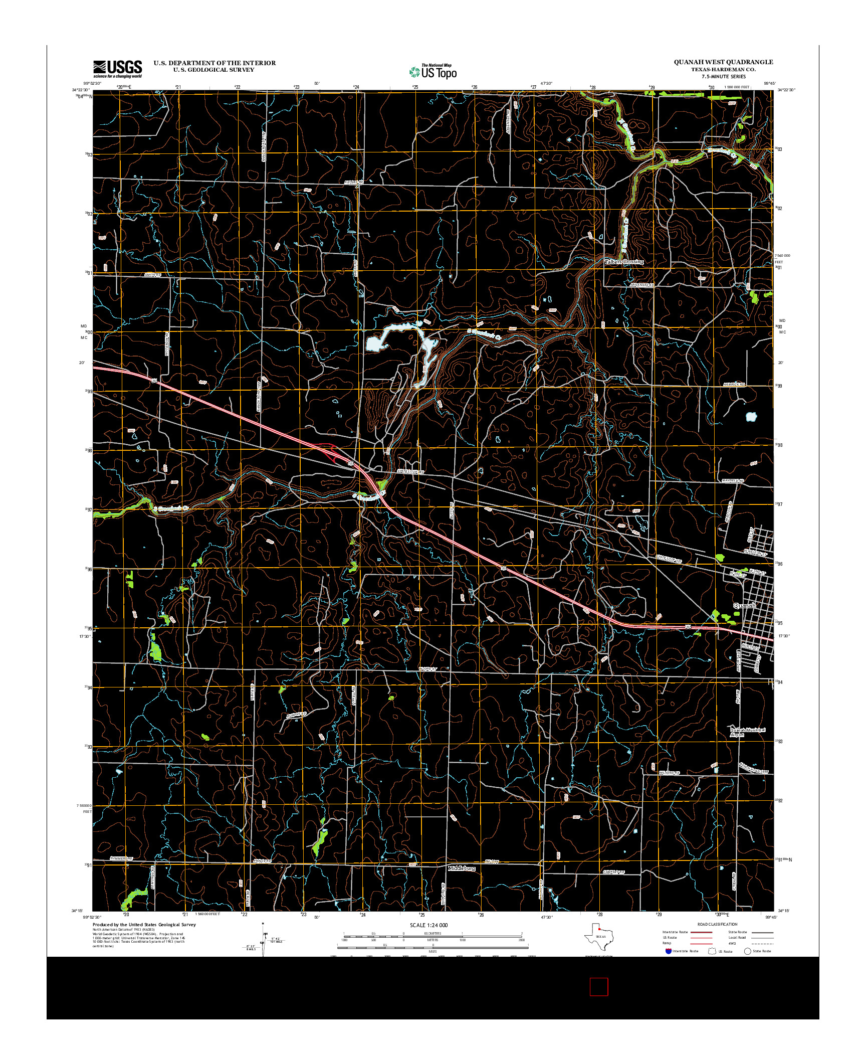 USGS US TOPO 7.5-MINUTE MAP FOR QUANAH WEST, TX 2012